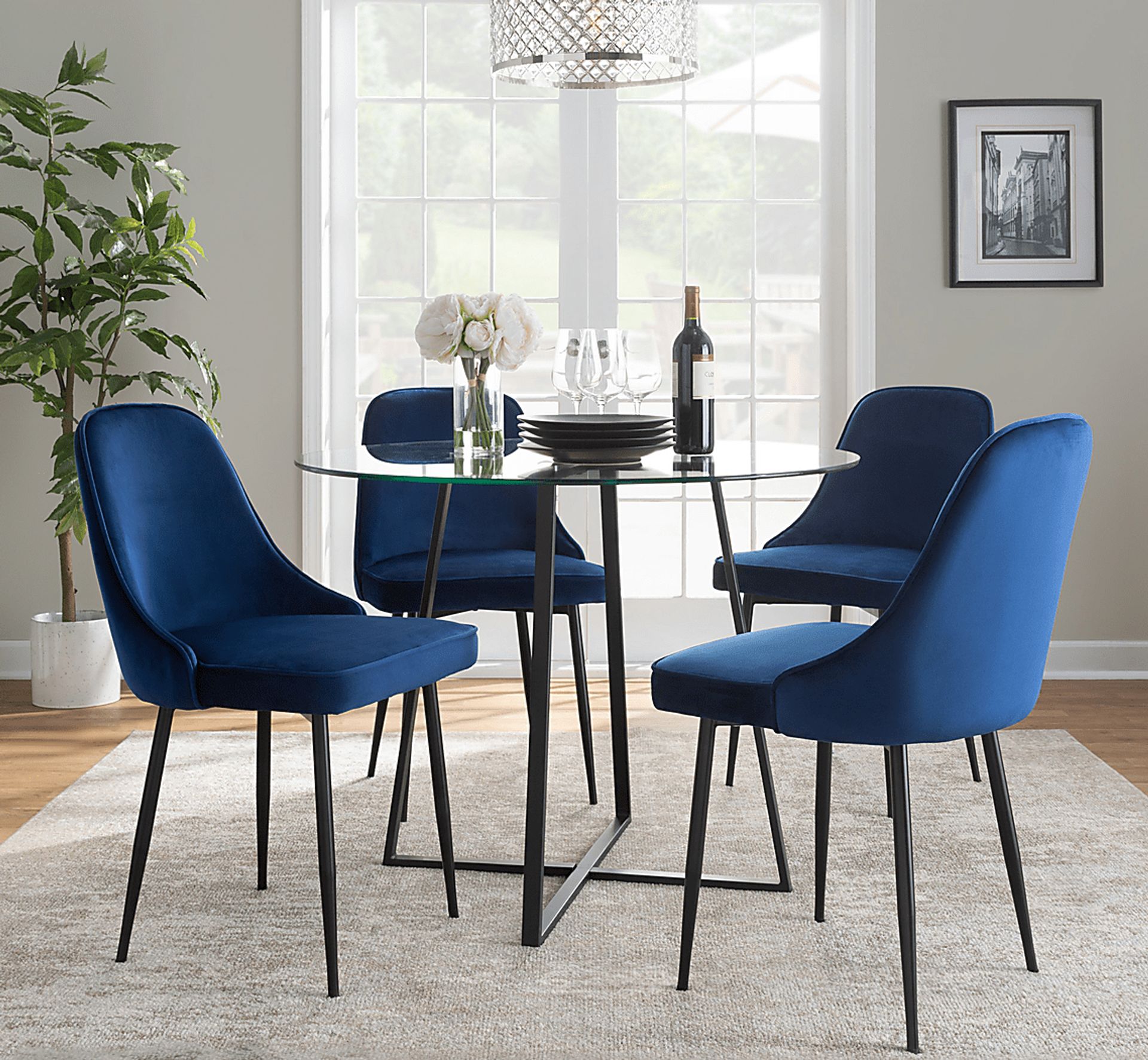 Clovis III Navy Dining Chair, Set of 2 - Image 2