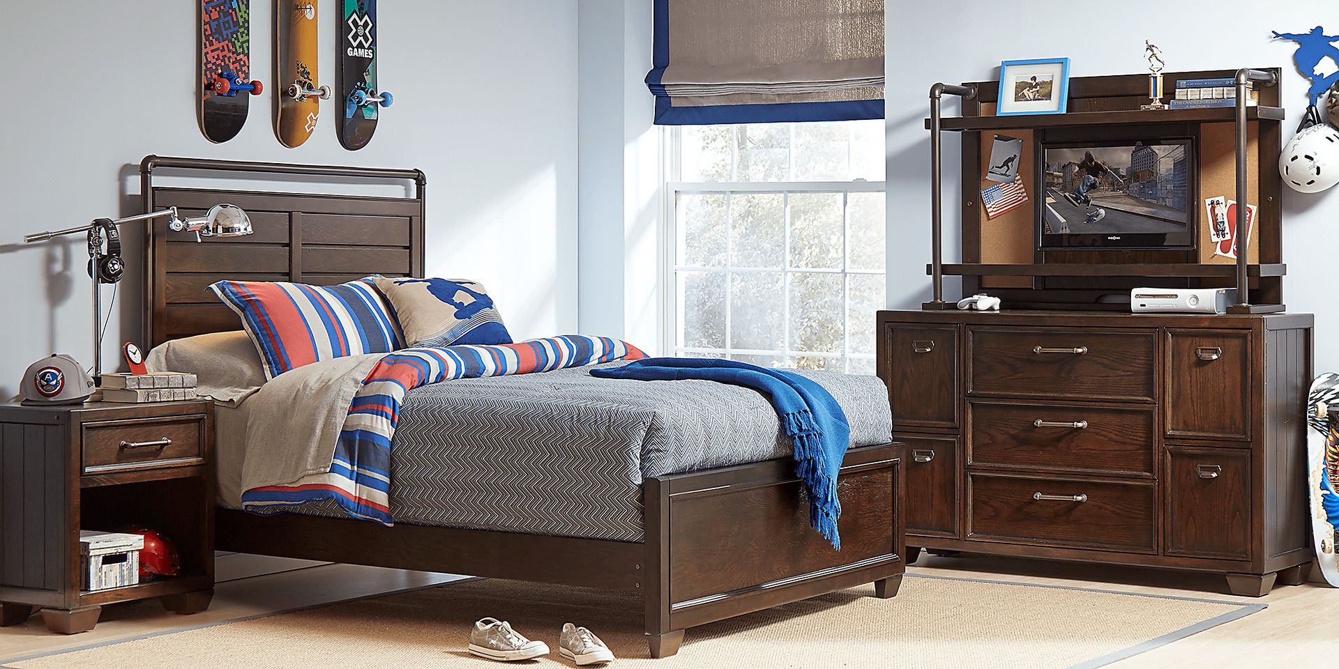 Kids Clubhouse Chocolate 5 Pc Twin Panel Bedroom - Image 1