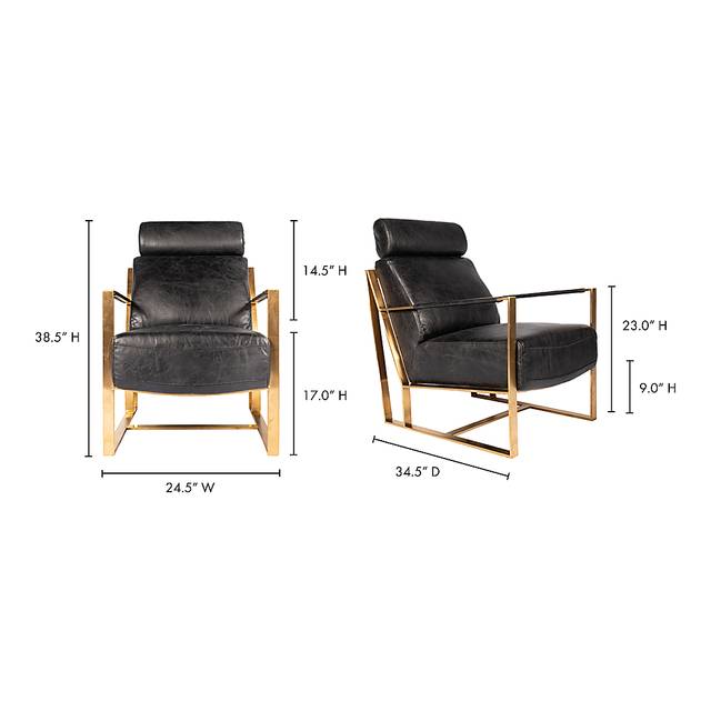 Cluny Black Leather Accent Chair - Thumbnail - Image 12