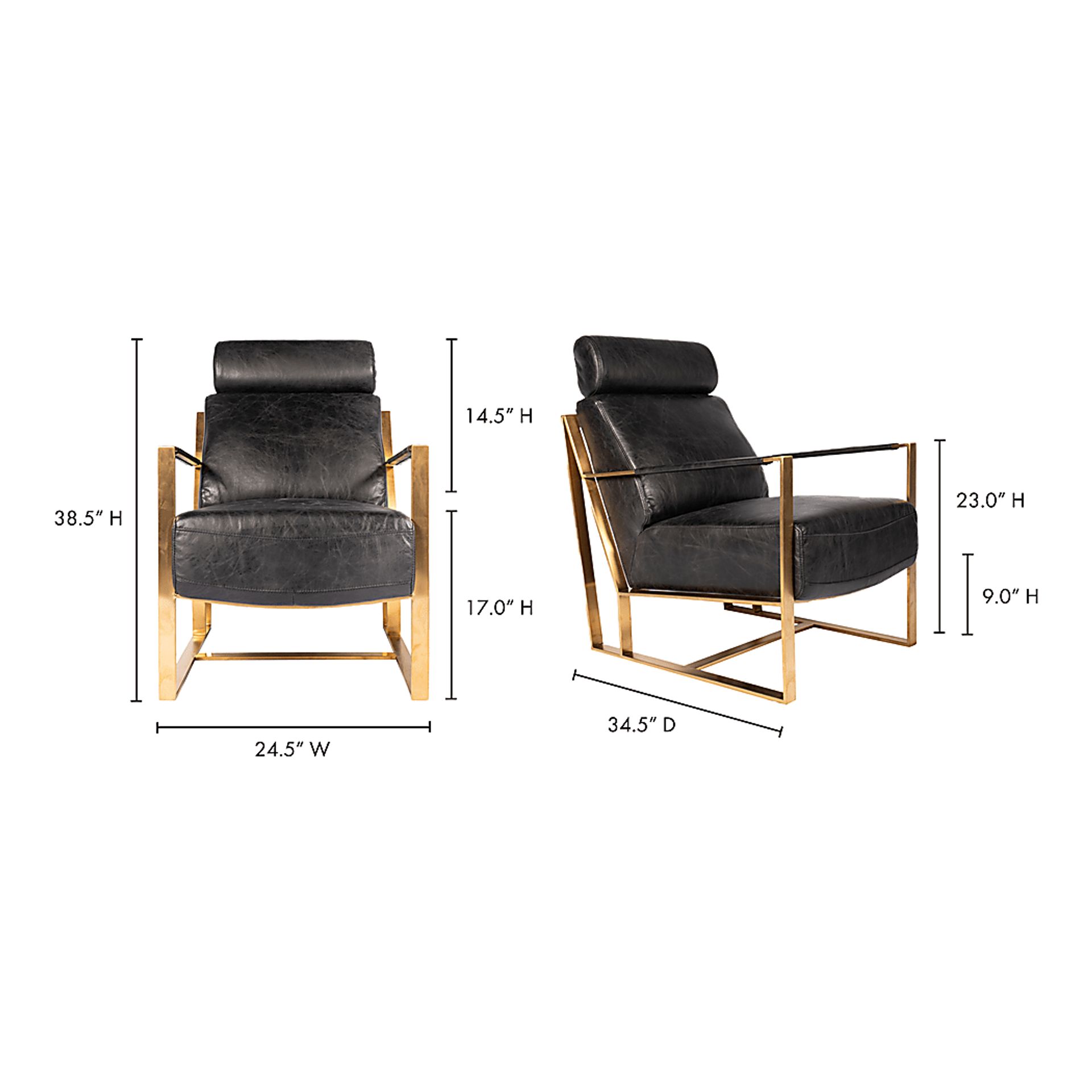 Cluny Black Leather Accent Chair - Image 12