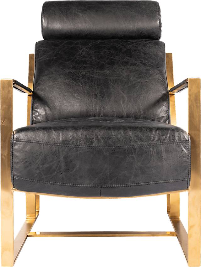 Cluny Black Leather Accent Chair - Thumbnail - Image 2