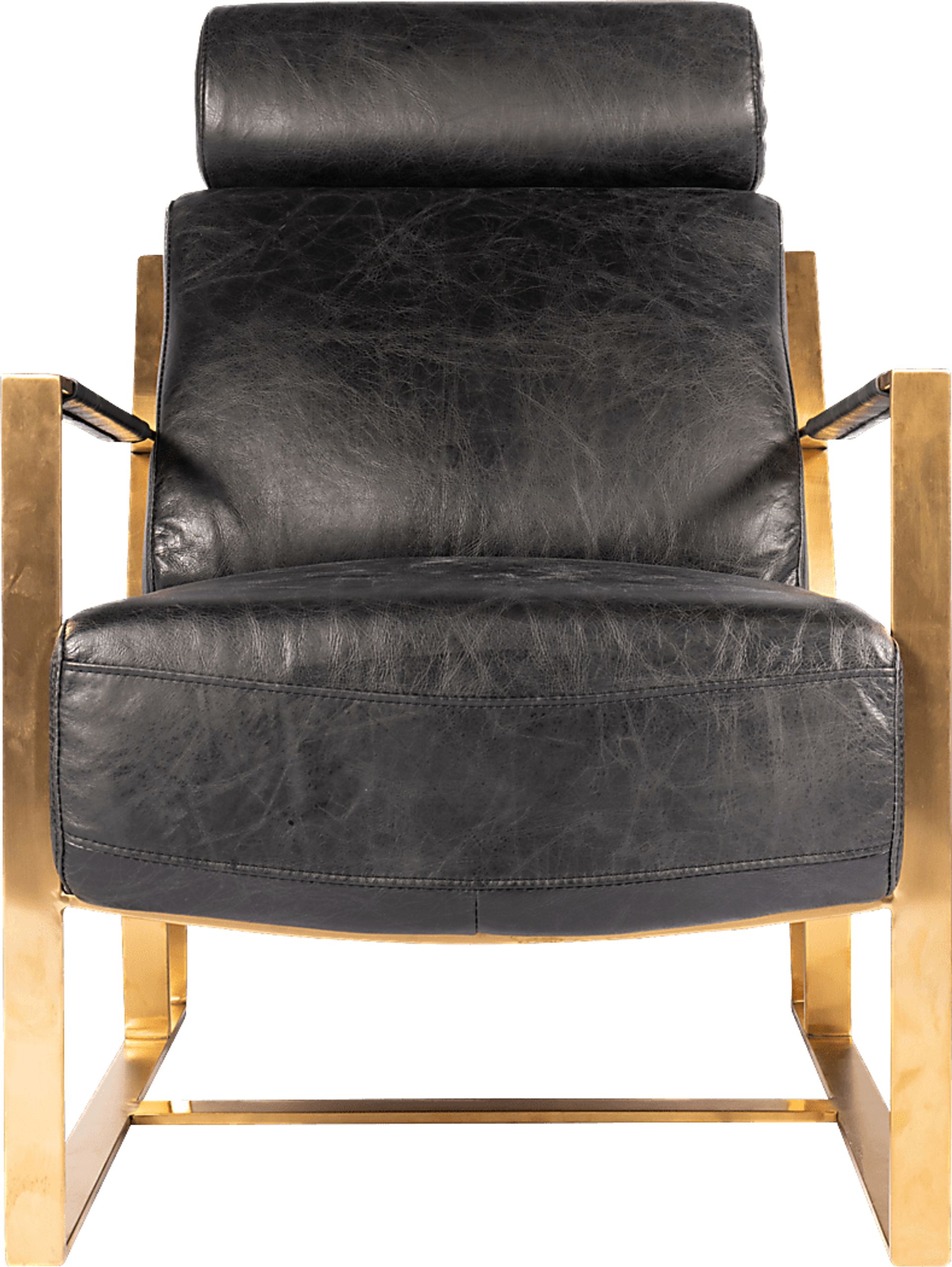 Cluny Black Leather Accent Chair - Image 2