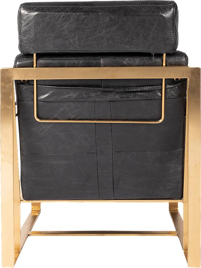 Cluny Black Leather Accent Chair - Thumbnail - Image 5