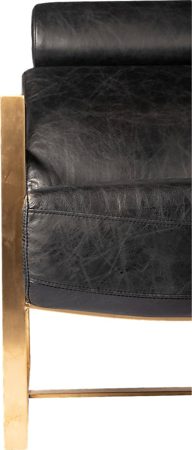 Cluny Black Leather Accent Chair - Thumbnail - Image 6