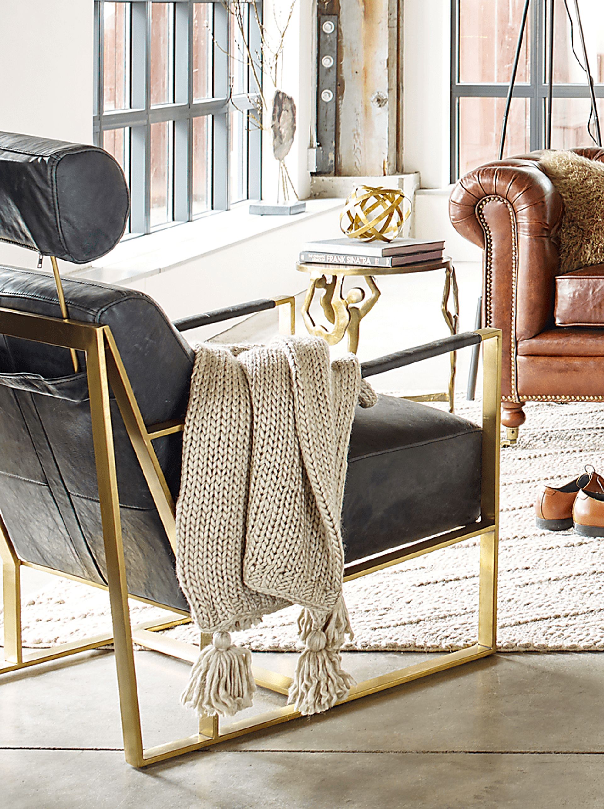 Cluny Black Leather Accent Chair - Image 9