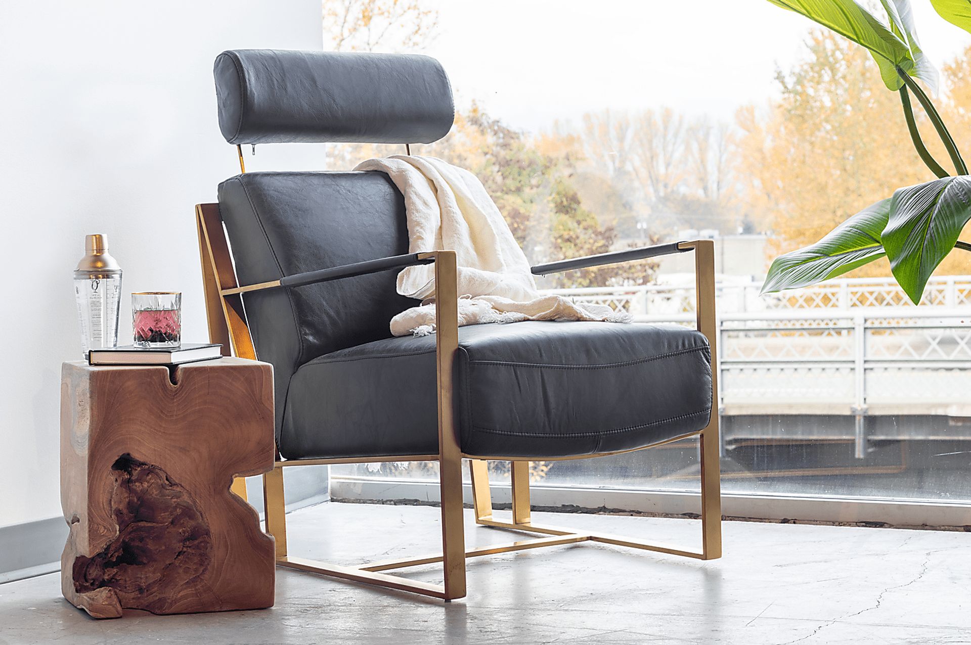 Cluny Black Leather Accent Chair - Image 10