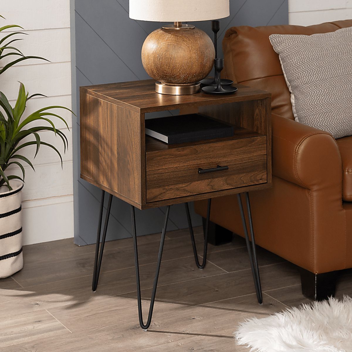 Clyburn Walnut Dark Wood Side Table | Rooms to Go