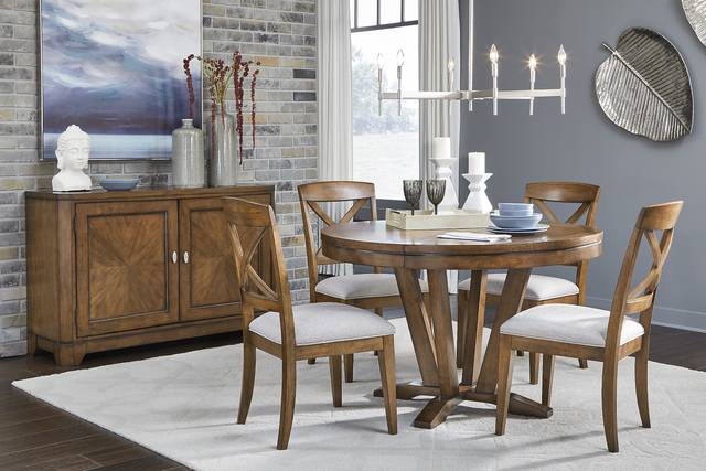 Clyde Circle Brown Round Dining Table - Thumbnail - Image 2