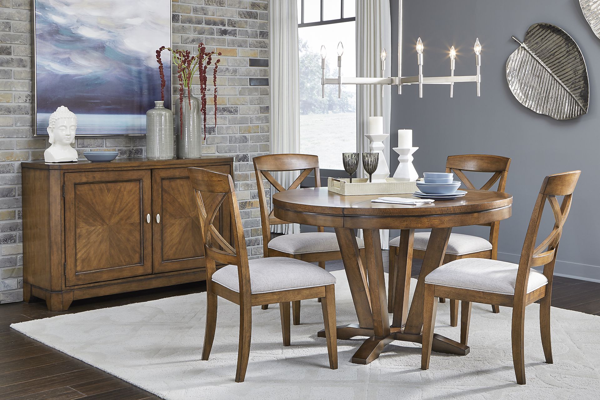 Clyde Circle Brown Round Dining Table - Image 2