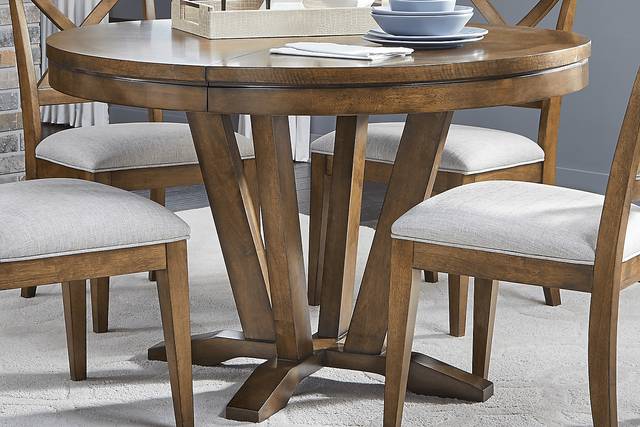 Clyde Circle Brown Round Dining Table - Thumbnail - Image 1