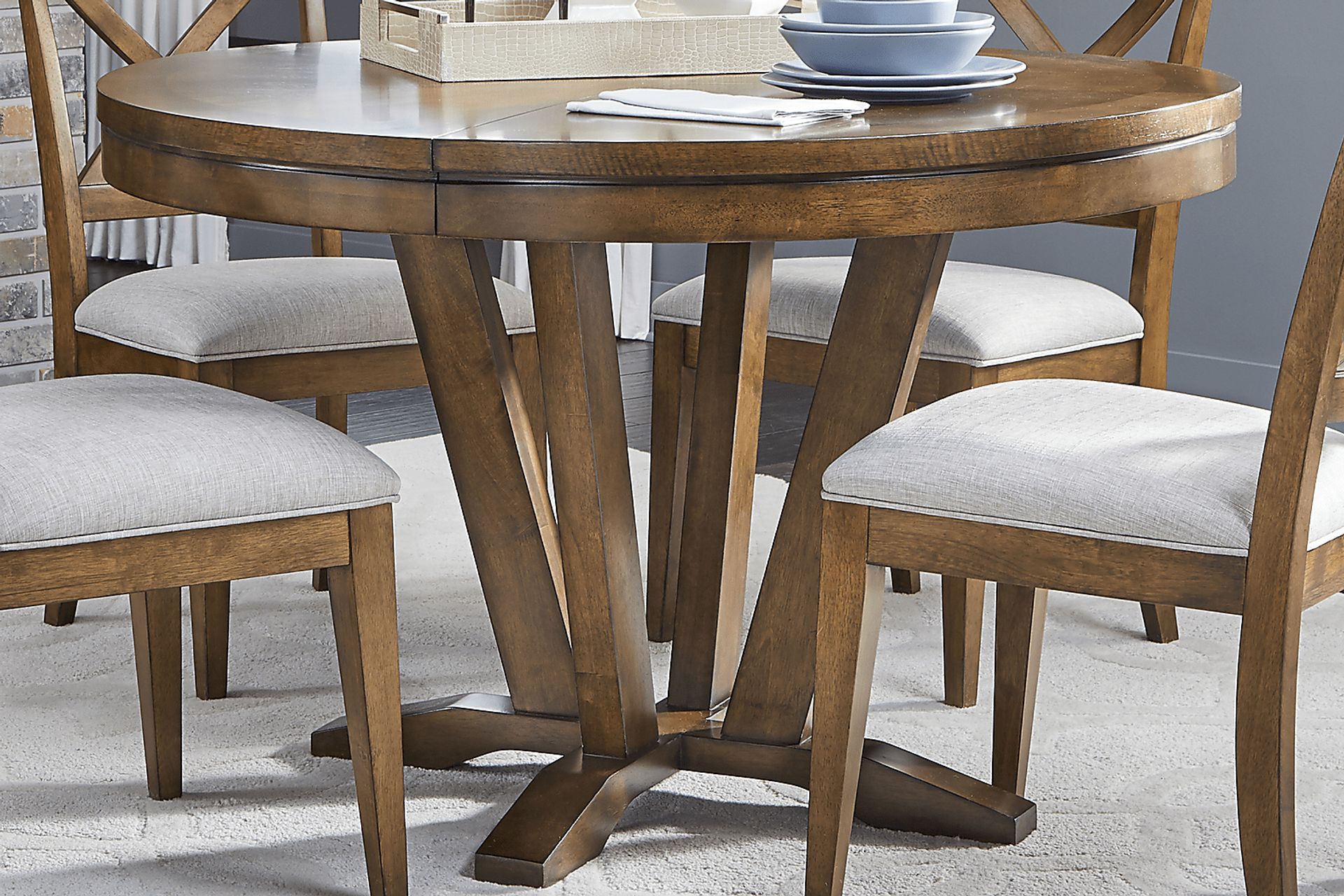 Clyde Circle Brown Round Dining Table - Image 1