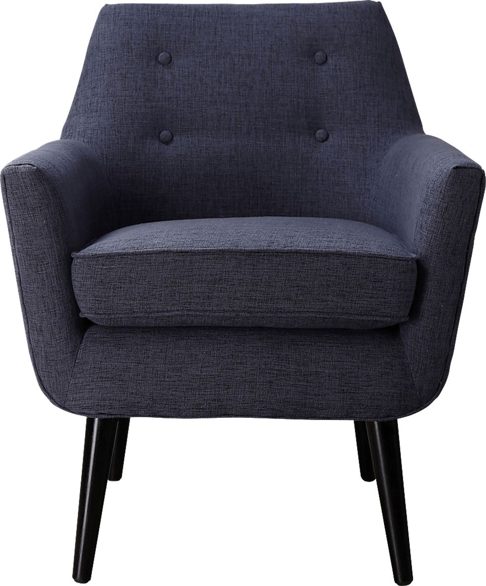 View of Clyde Navy Blue Textured Accent Chair - Rooms To Go
