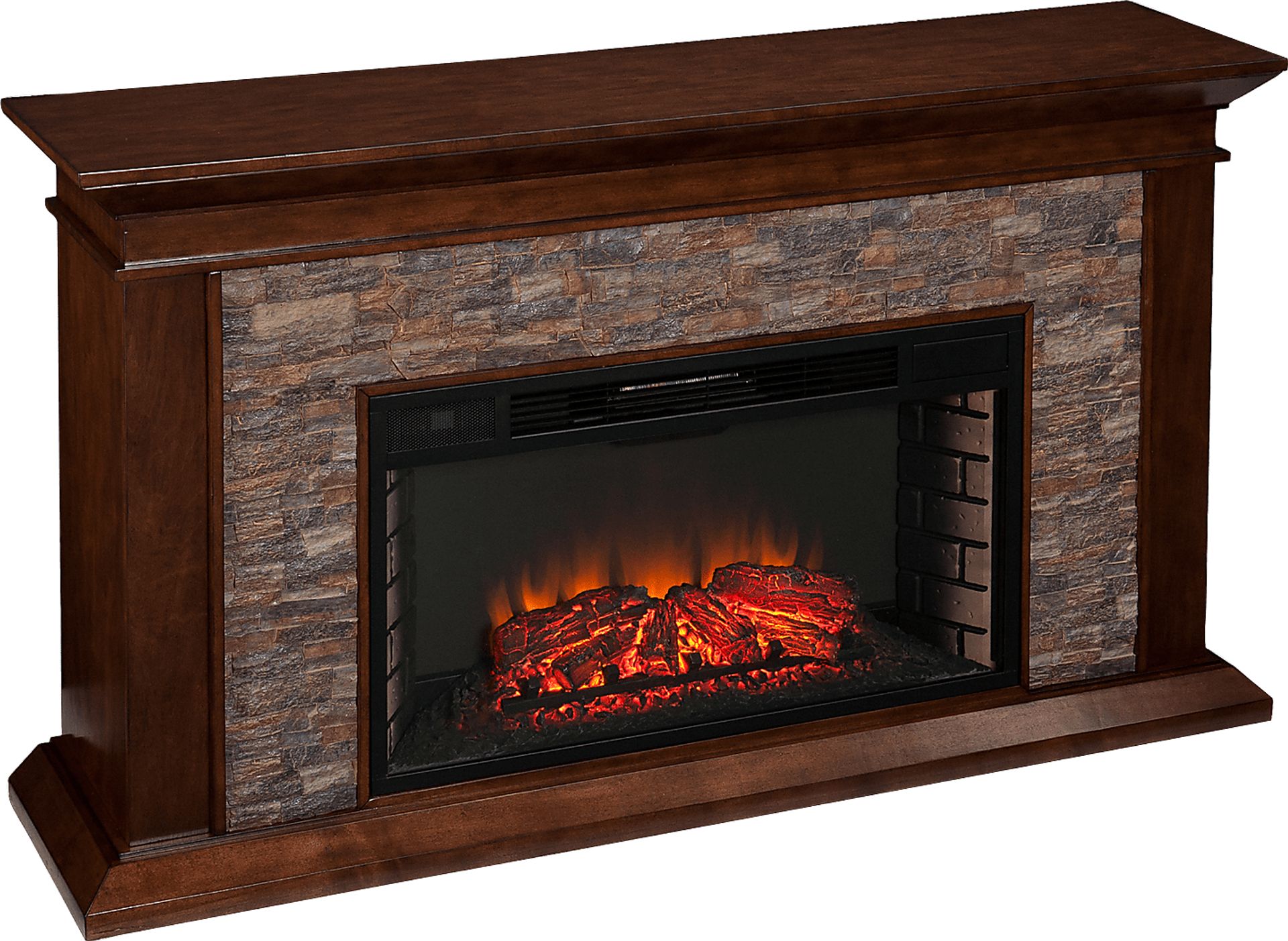 Clydebank Brown 60 in. Console with Electric Fireplace - Image 1