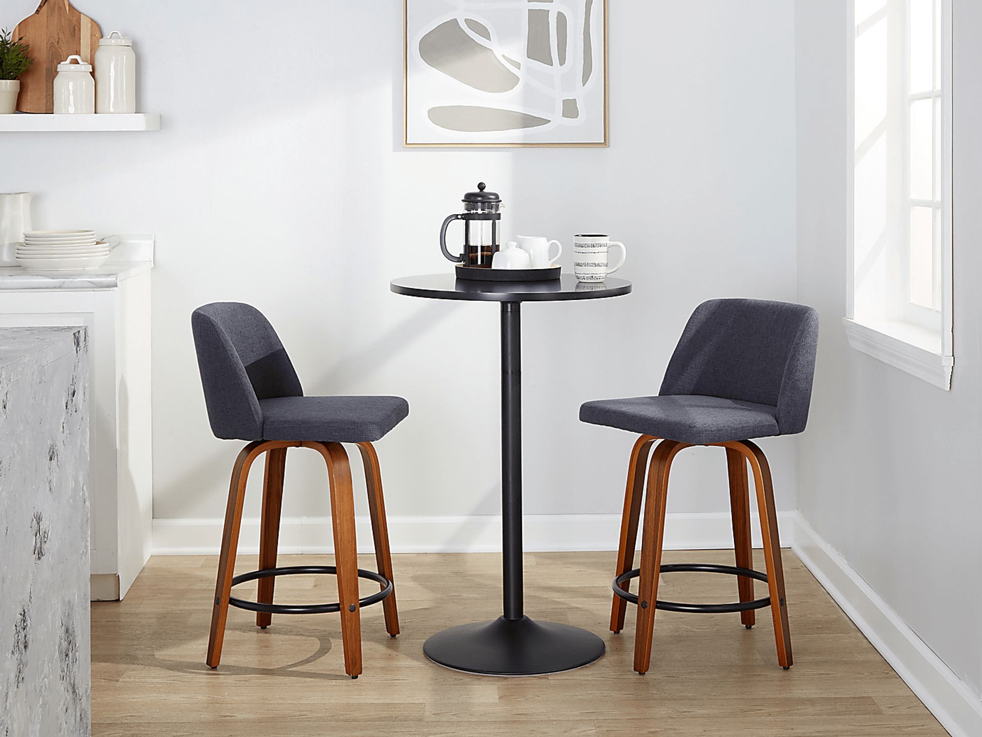 Clyo IV Blue Swivel Counter Height Stool, Set of 2 - Image 2