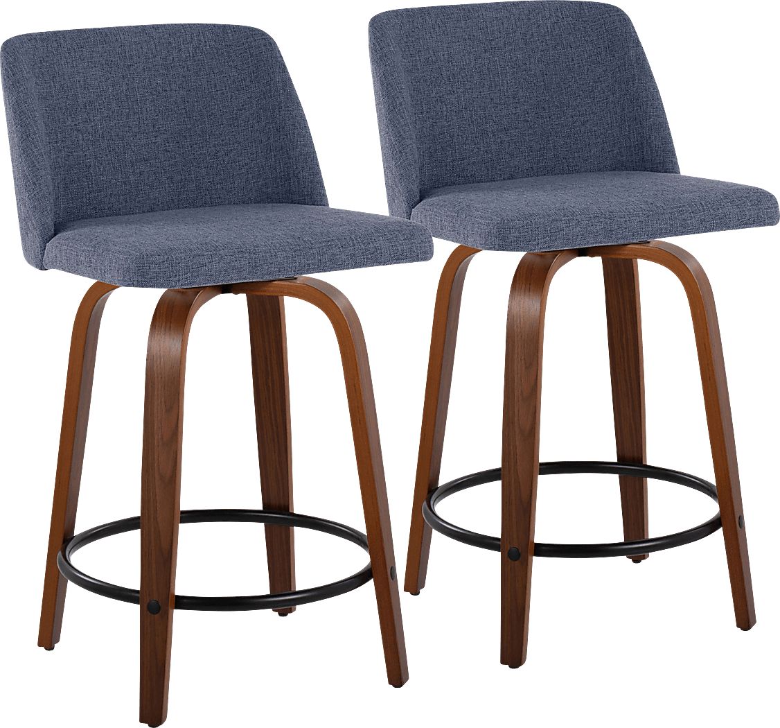 Clyo IV Blue Swivel Counter Height Stool, Set of 2