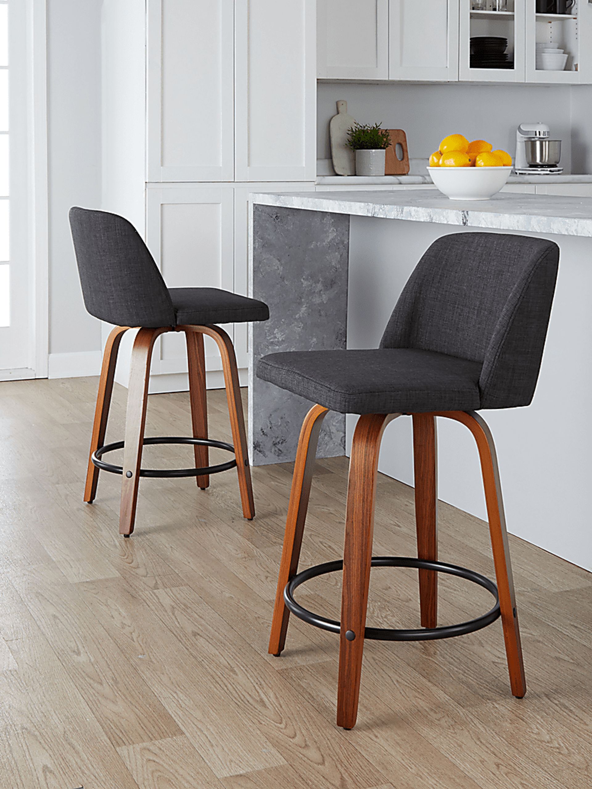 Clyo IV Charcoal Swivel Counter Height Stool, Set of 2 - Image 9