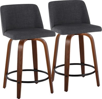 Clyo IV Charcoal Swivel Counter Height Stool, Set of 2