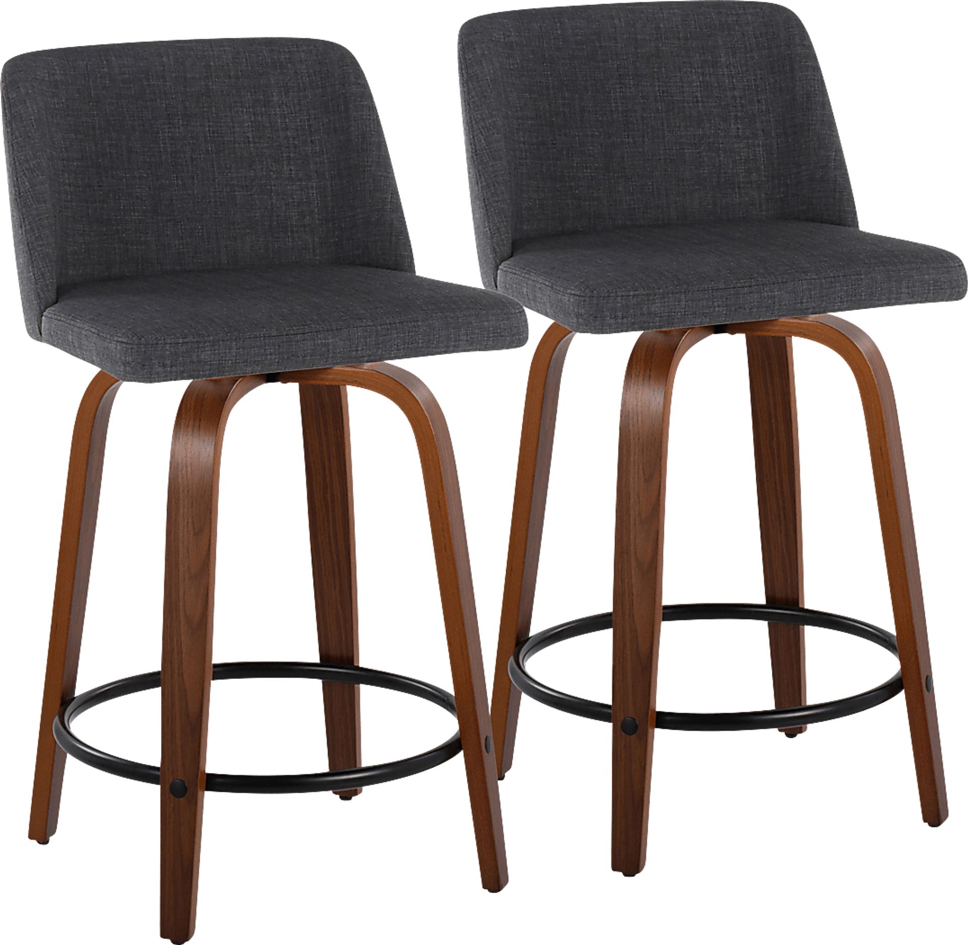 Clyo IV Charcoal Swivel Counter Height Stool, Set of 2 - Image 1