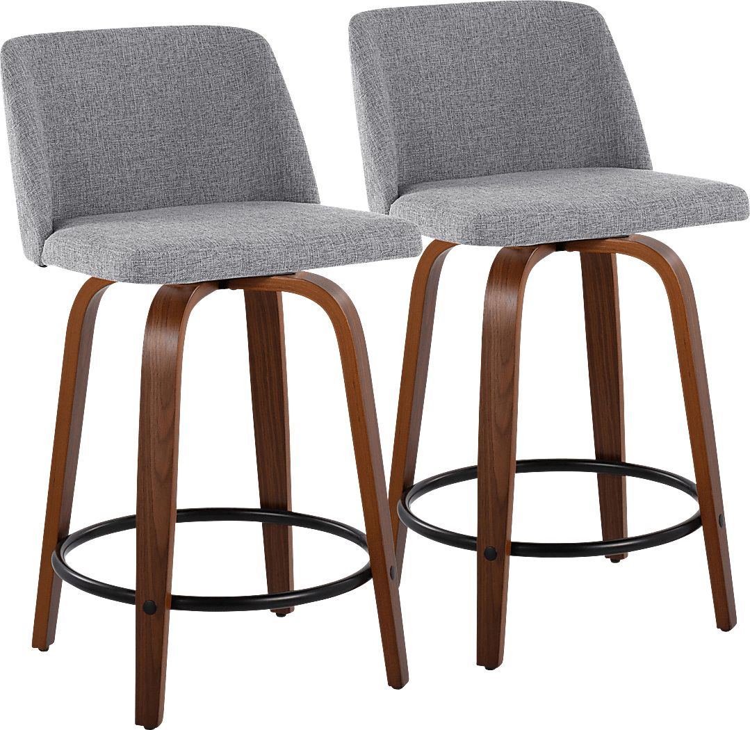 Clyo IV Gray Swivel Counter Height Stool, Set of 2