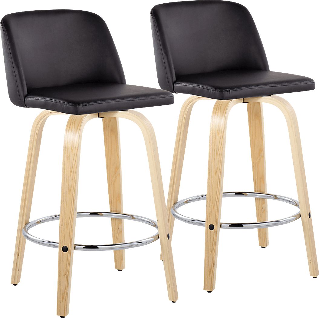 Clyo IX Black Swivel Counter Height Stool, Set of 2