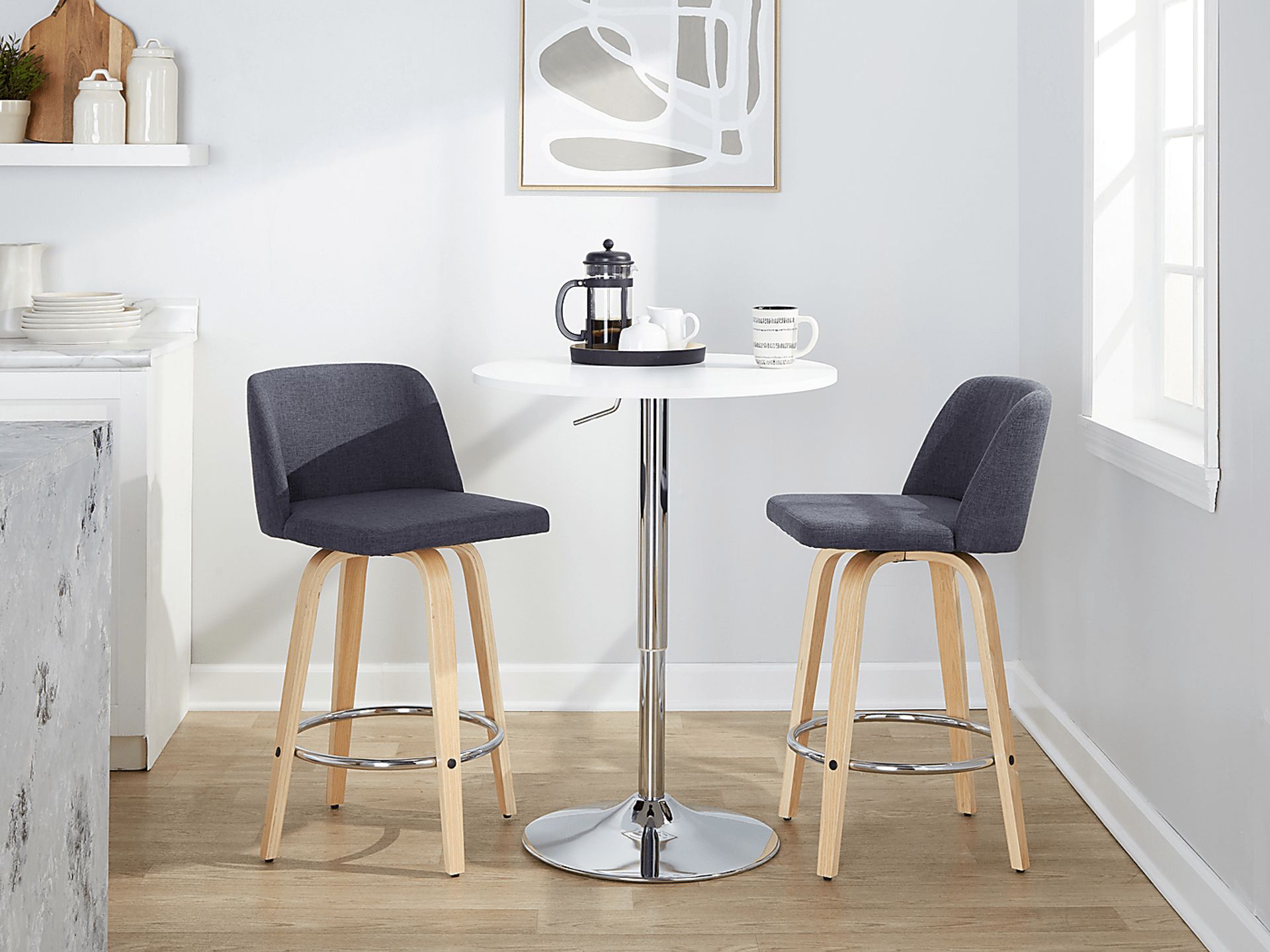 Clyo IX Blue Swivel Counter Height Stool, Set of 2 - Image 2