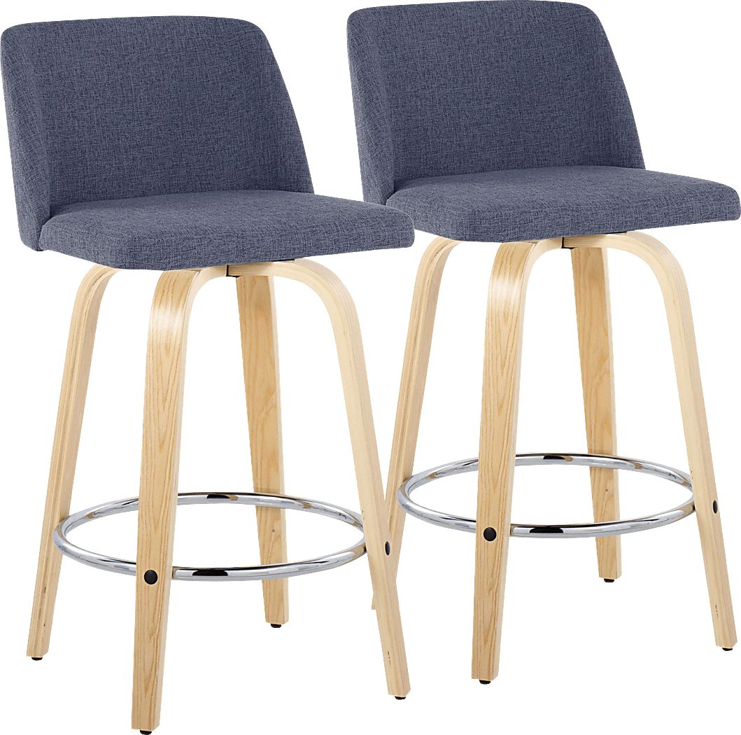 Clyo IX Blue Swivel Counter Height Stool, Set of 2