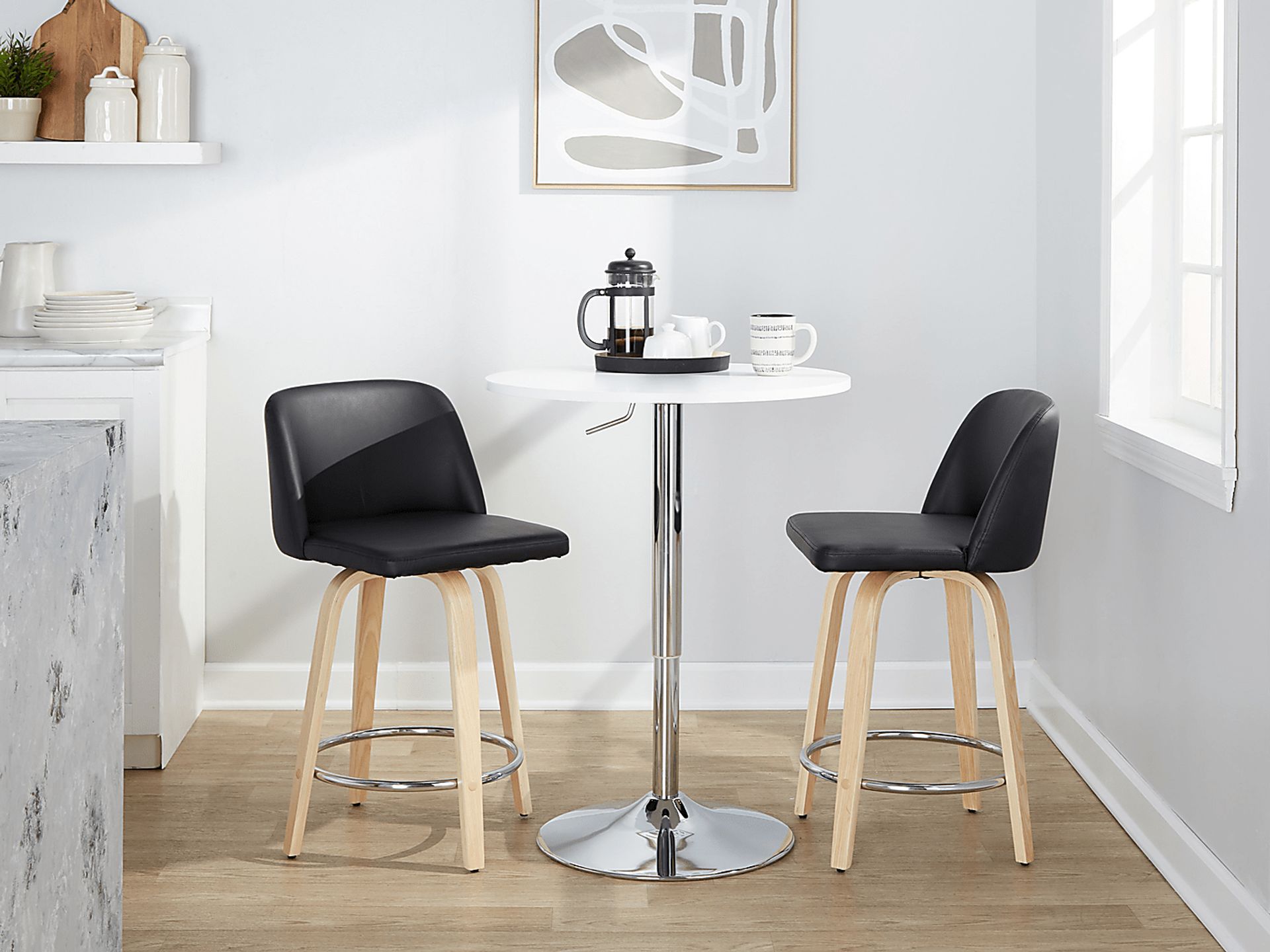 Clyo V Black Swivel Counter Height Stool, Set of 2 - Image 2