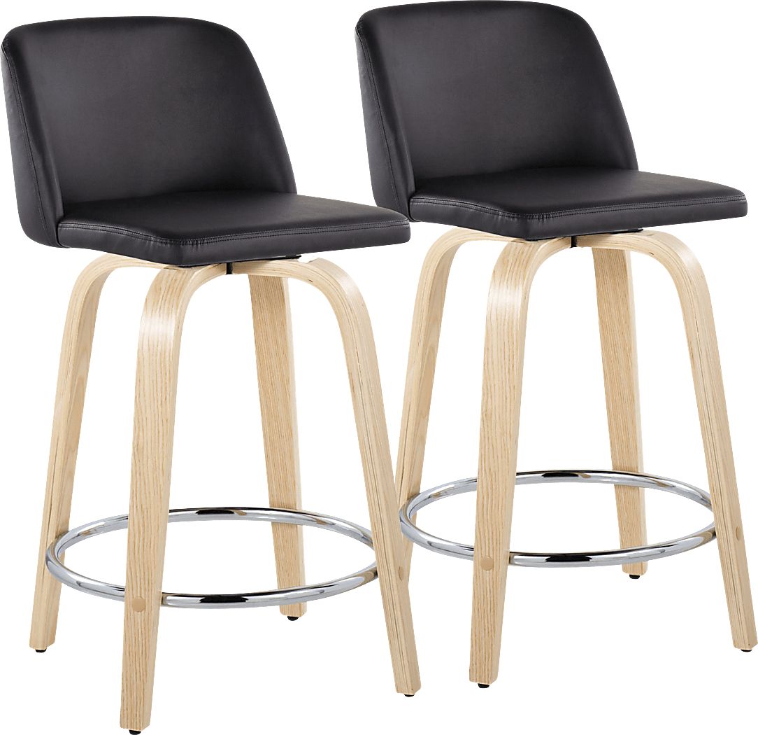 Clyo V Black Swivel Counter Height Stool, Set of 2