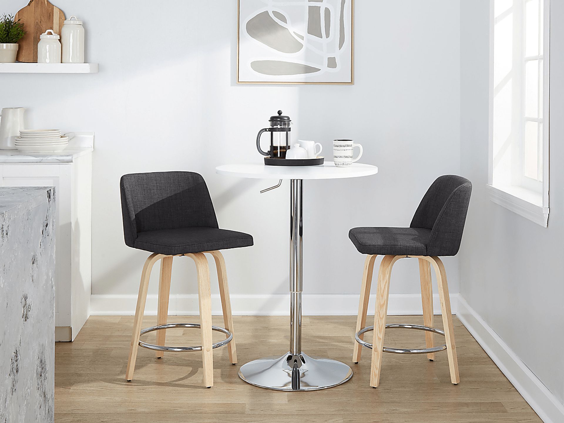Clyo V Charcoal Swivel Counter Height Stool, Set of 2 - Image 2