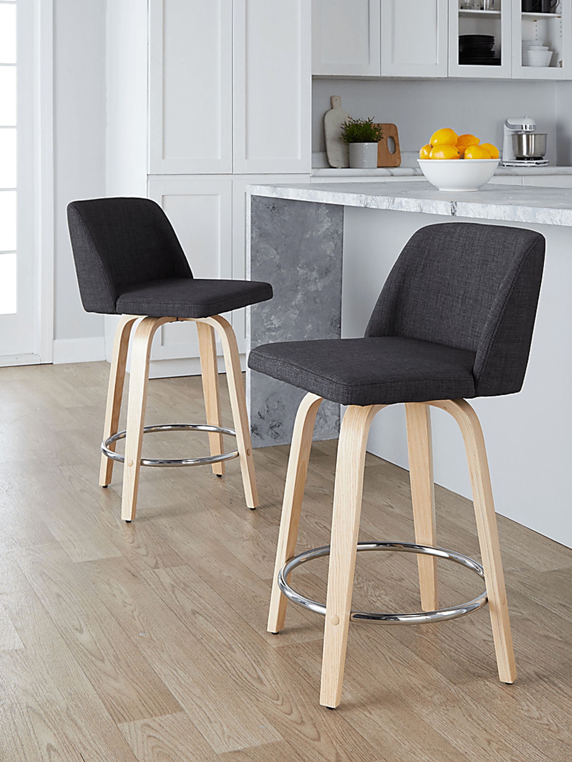 Clyo V Charcoal Swivel Counter Height Stool, Set of 2 - Image 9