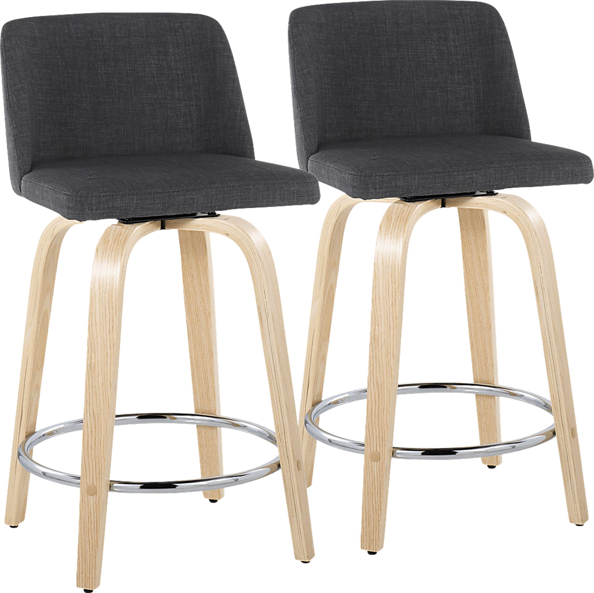 Clyo V Charcoal Swivel Counter Height Stool, Set of 2 - Image 1