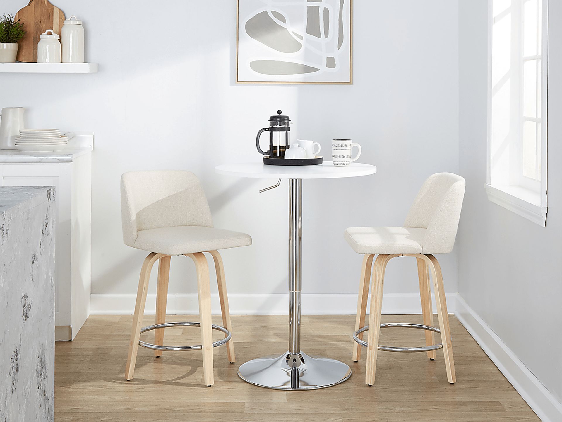 Clyo V Cream Swivel Counter Height Stool, Set of 2 - Image 2