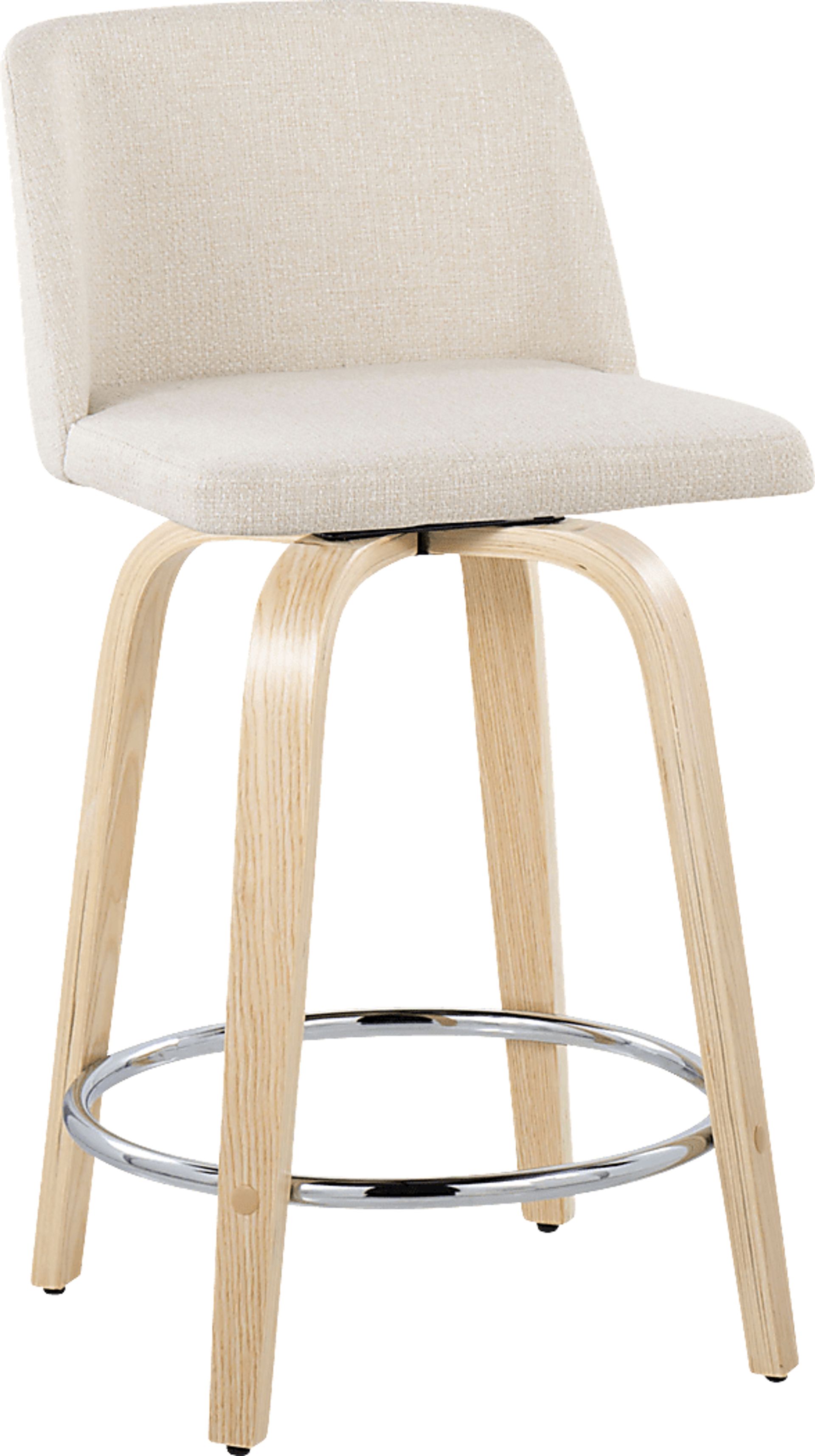 Clyo V Cream Swivel Counter Height Stool, Set of 2 - Image 3