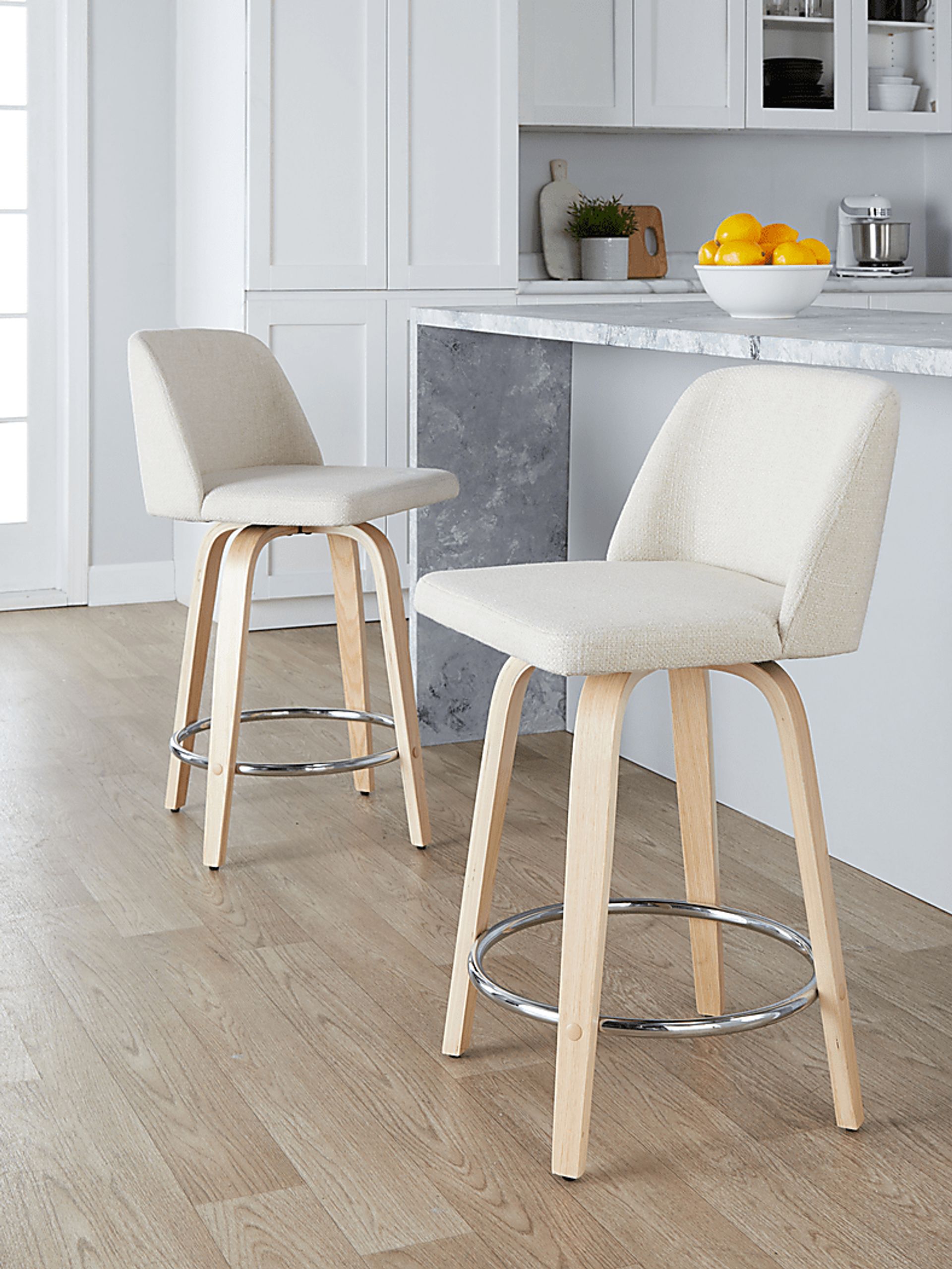 Clyo V Cream Swivel Counter Height Stool, Set of 2 - Image 9