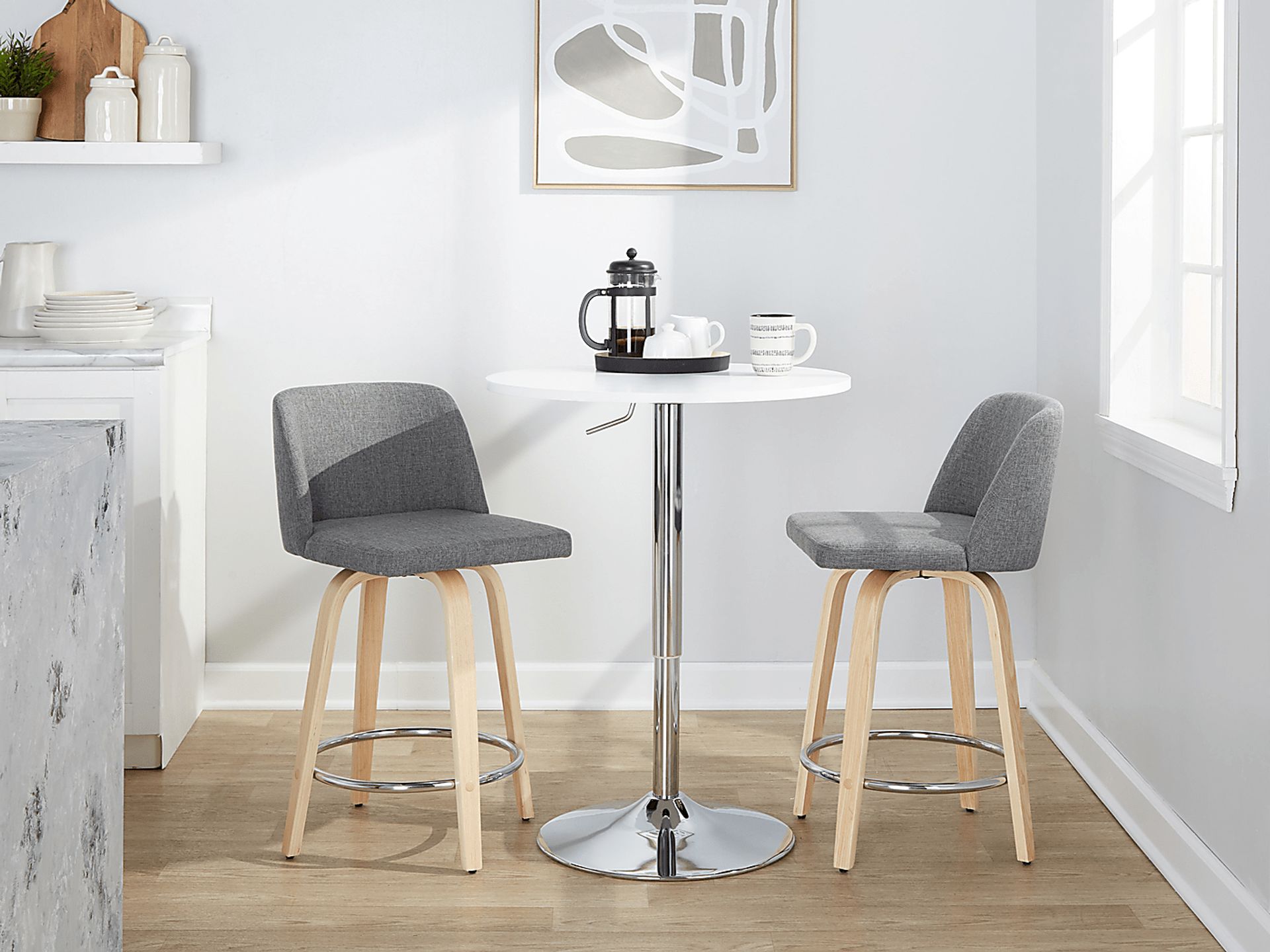 Clyo V Light Gray Swivel Counter Height Stool, Set of 2 - Image 2