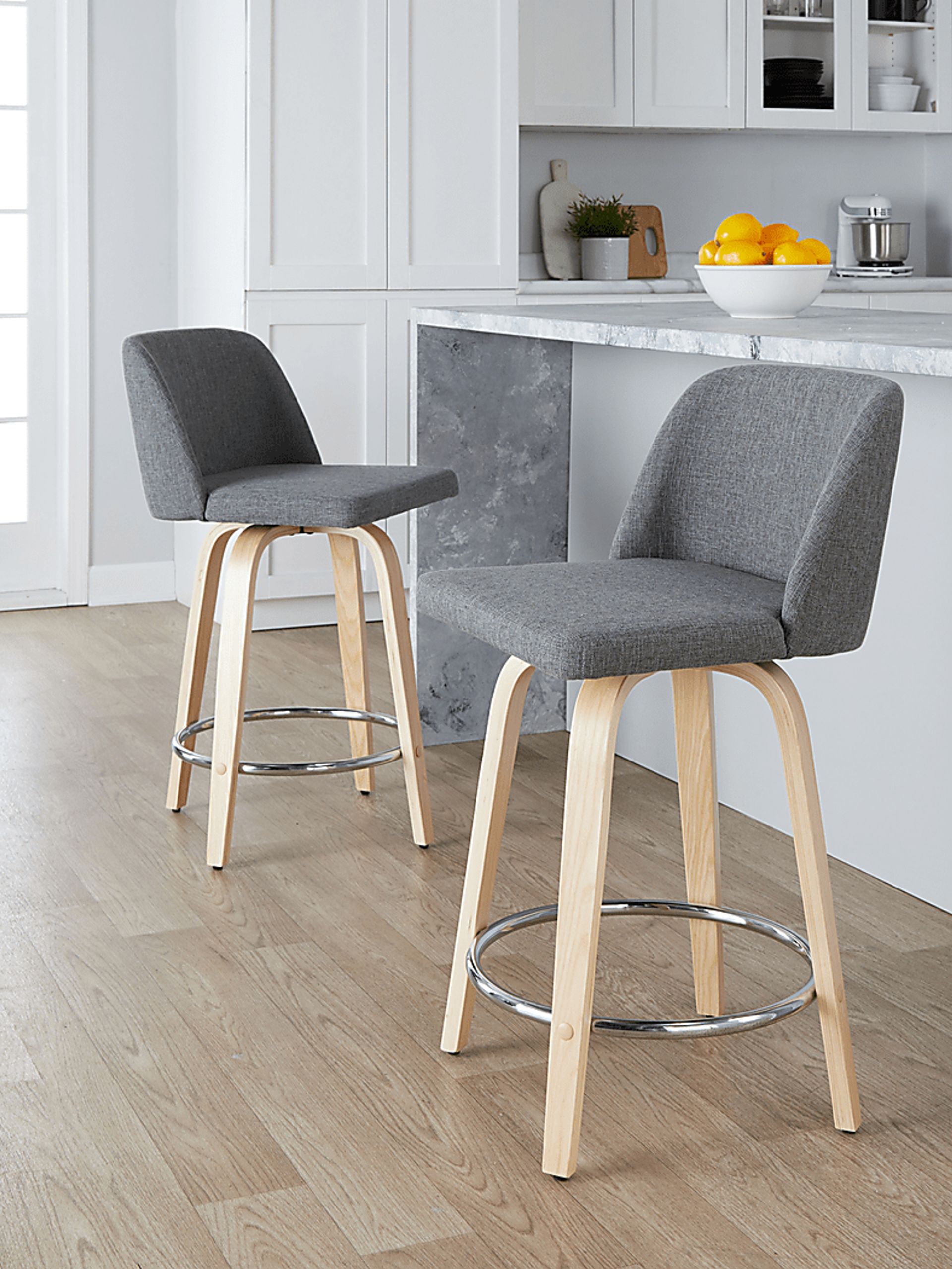 Clyo V Light Gray Swivel Counter Height Stool, Set of 2 - Image 9