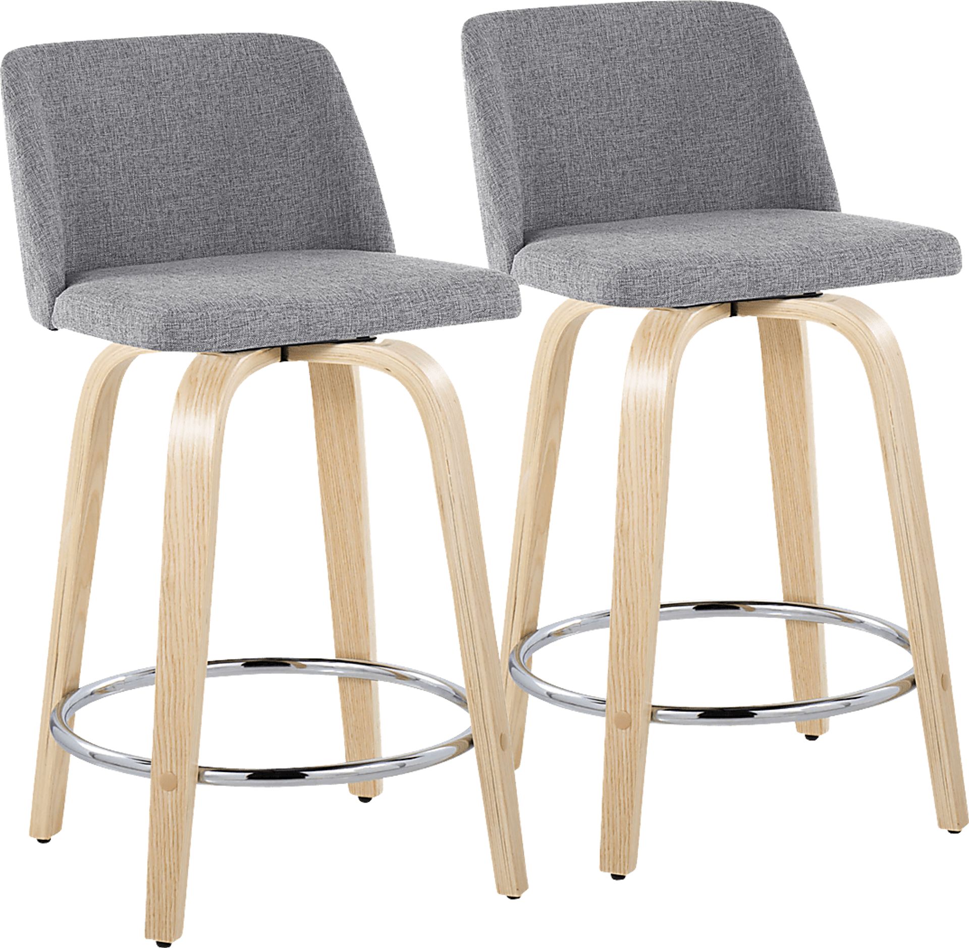 Clyo V Light Gray Swivel Counter Height Stool, Set of 2 - Image 1