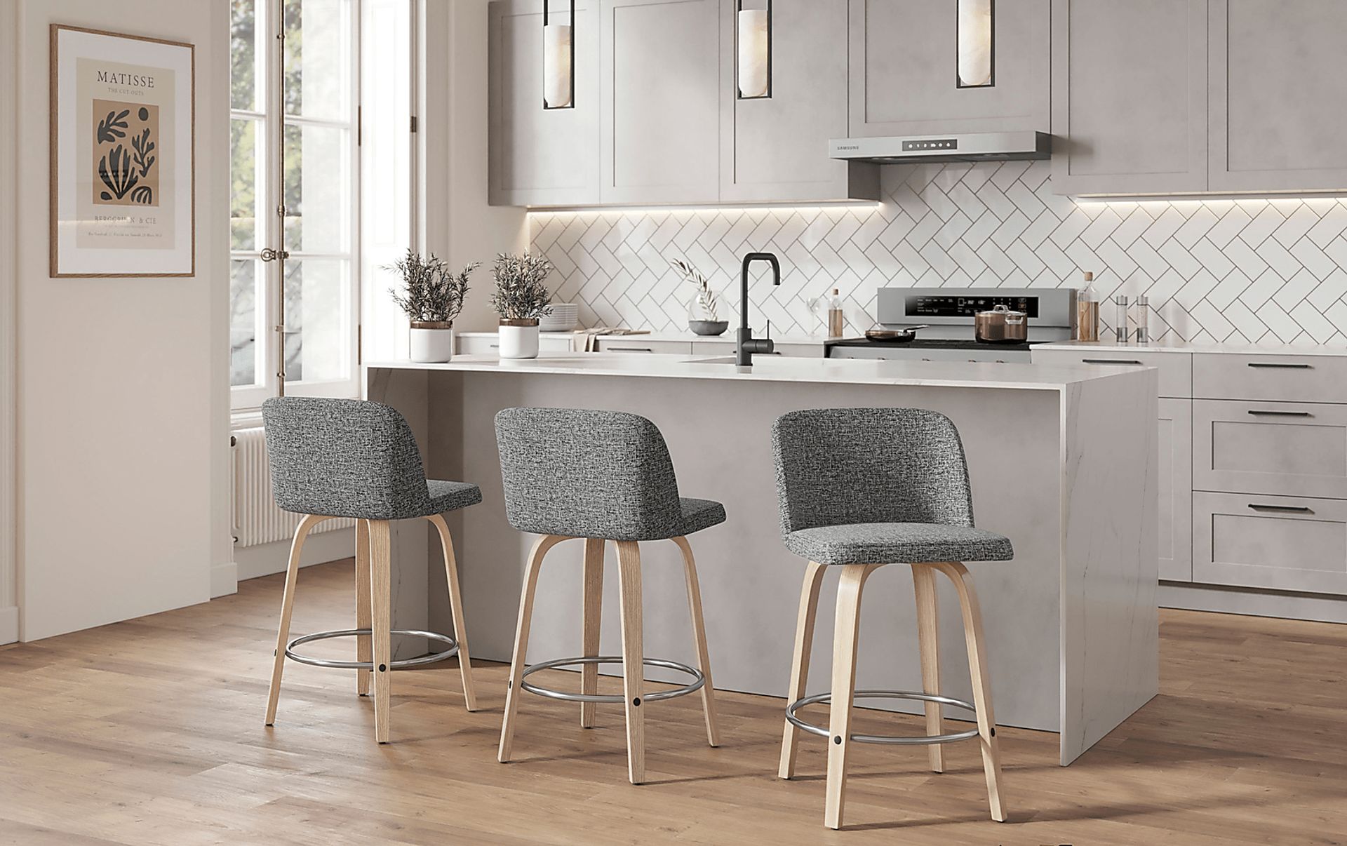Clyo V Gray Swivel Counter Height Stool, Set of 2 - Image 9