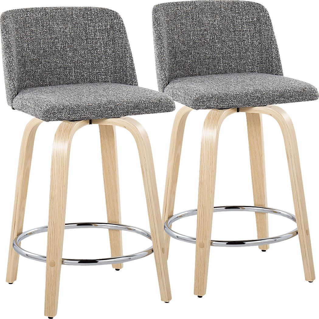 Clyo V Gray Swivel Counter Height Stool, Set of 2