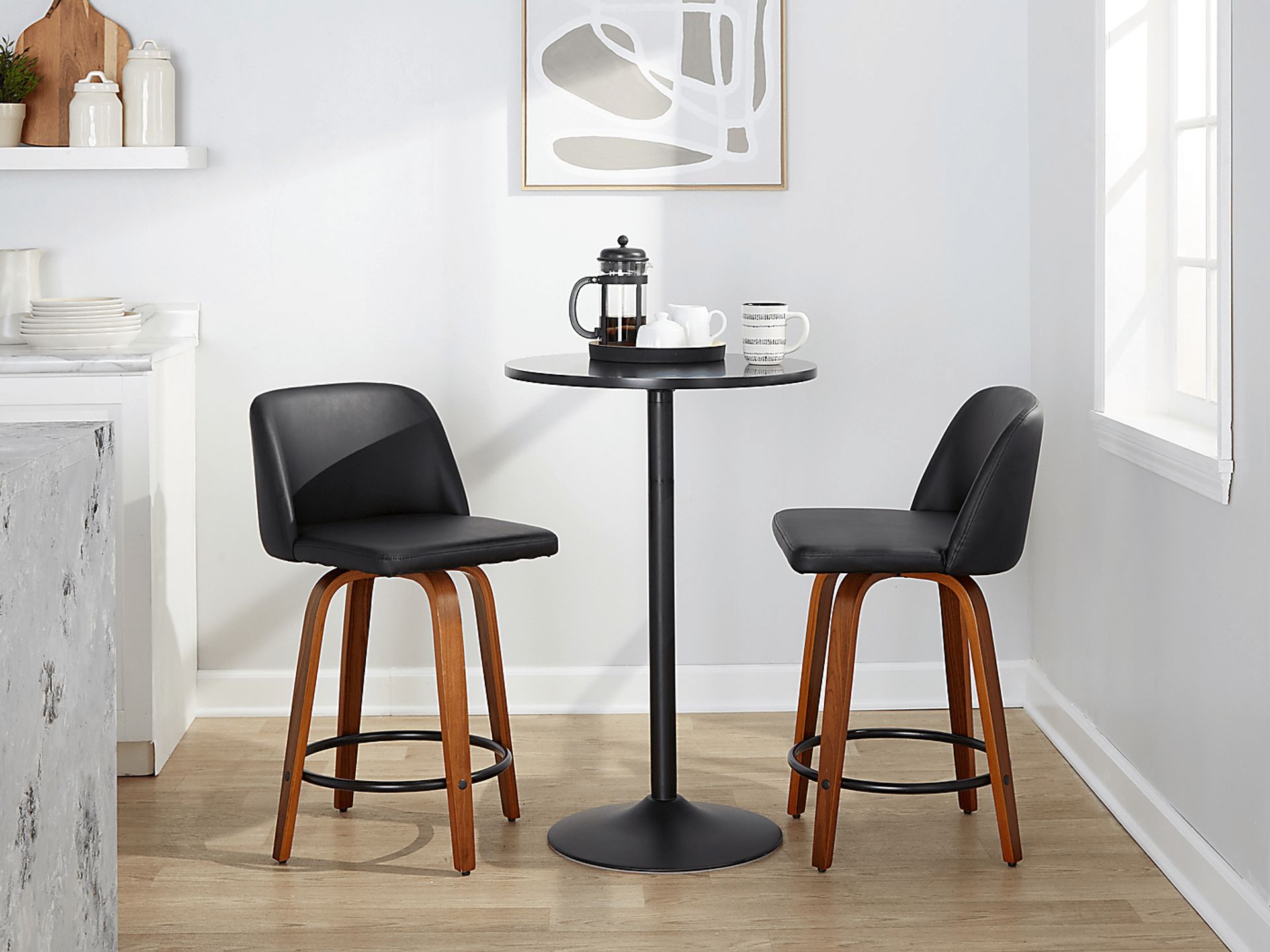 Clyo VII Black Swivel Counter Height Stool, Set of 2 - Image 2
