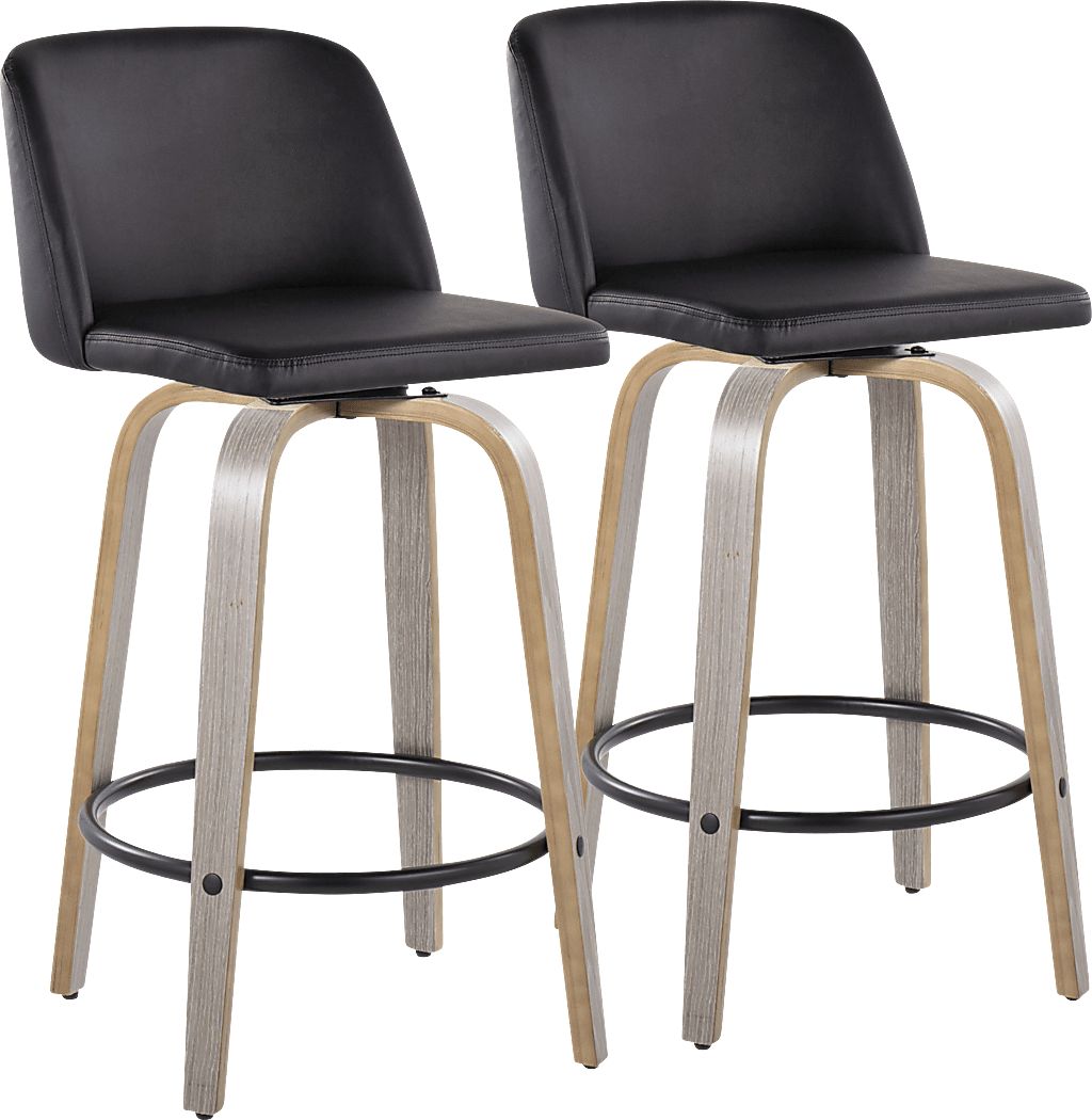 Clyo X Black Swivel Counter Height Stool, Set of 2