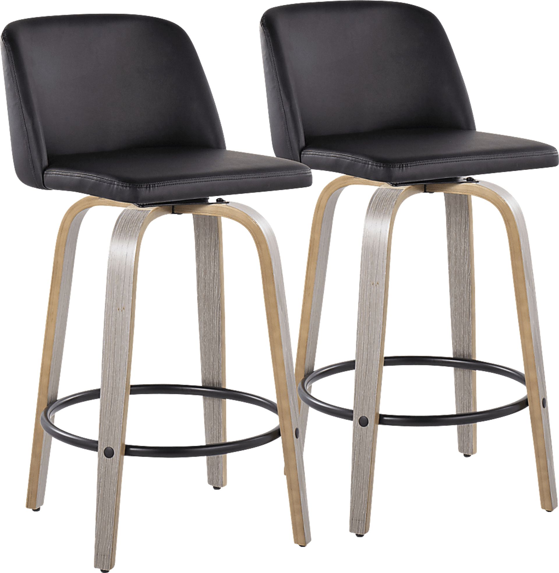 Clyo X Black Swivel Counter Height Stool, Set of 2 - Image 1