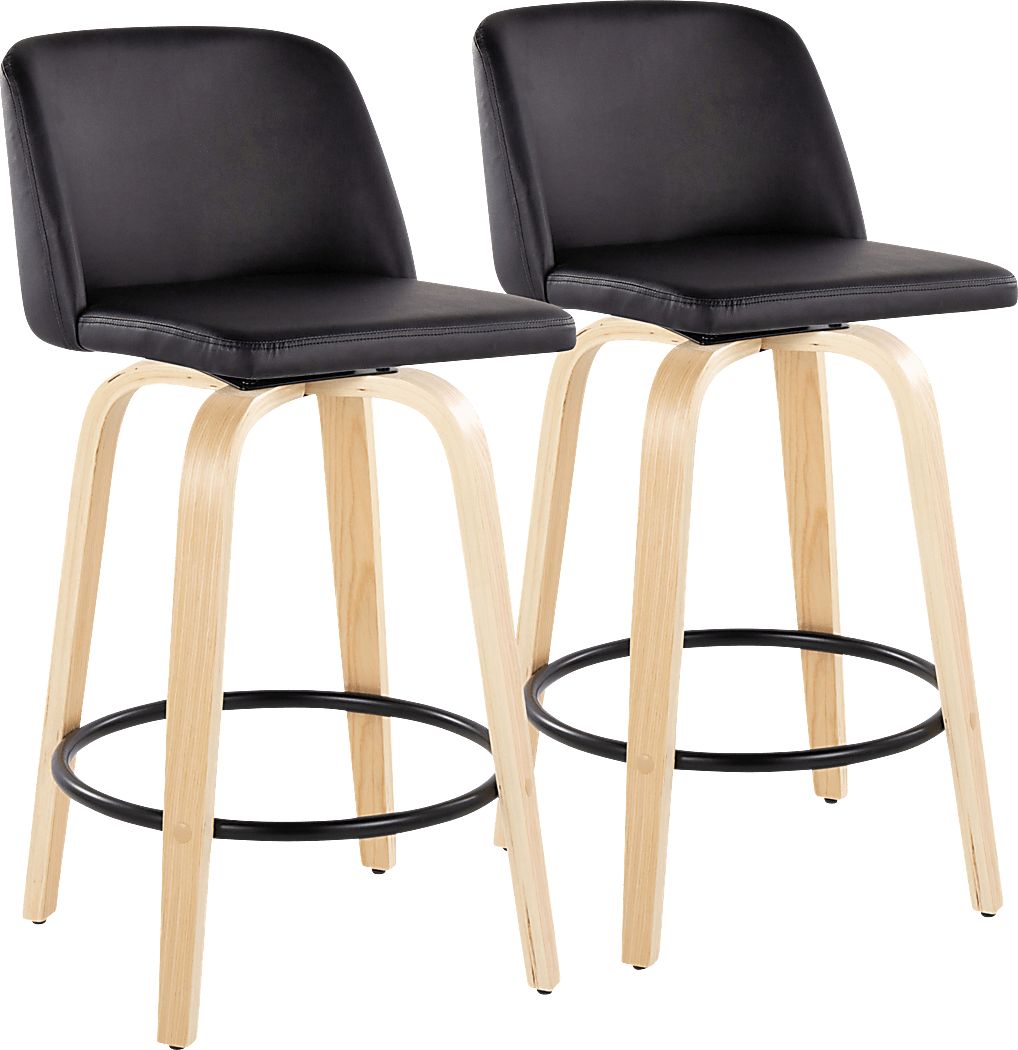 Clyo XI Black Swivel Counter Height Stool, Set of 2
