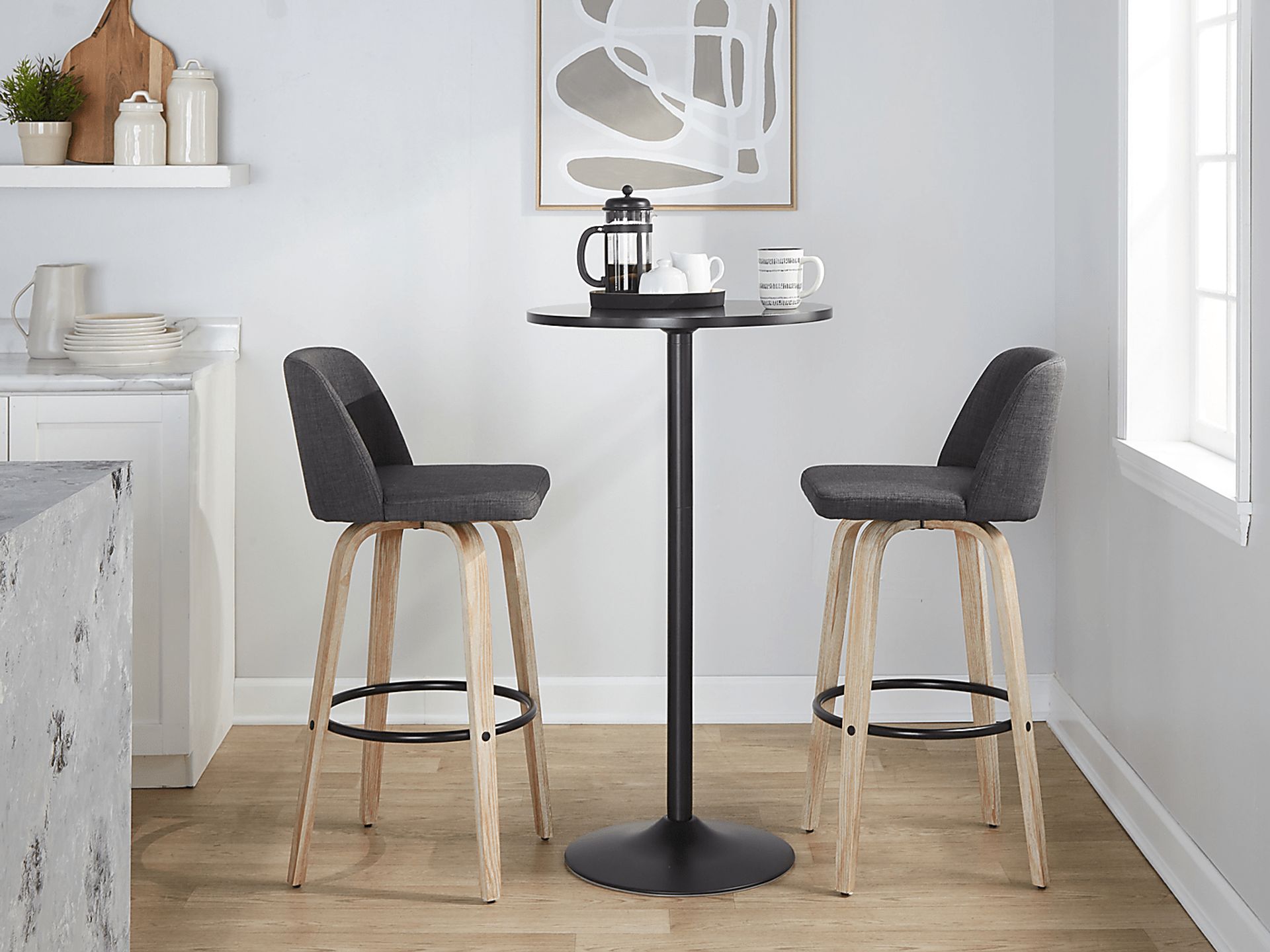 Clyo XII Black Swivel Barstool, Set of 2 - Image 2