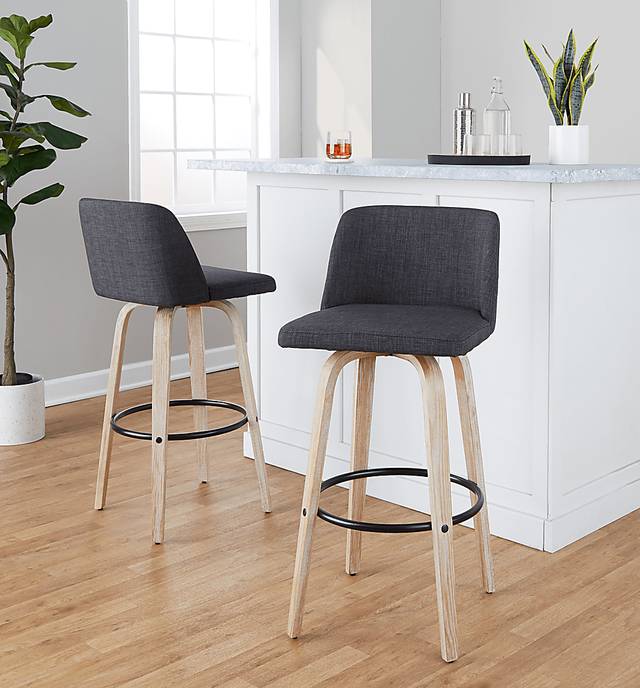 Clyo XII Black Swivel Barstool, Set of 2 - Thumbnail - Image 9