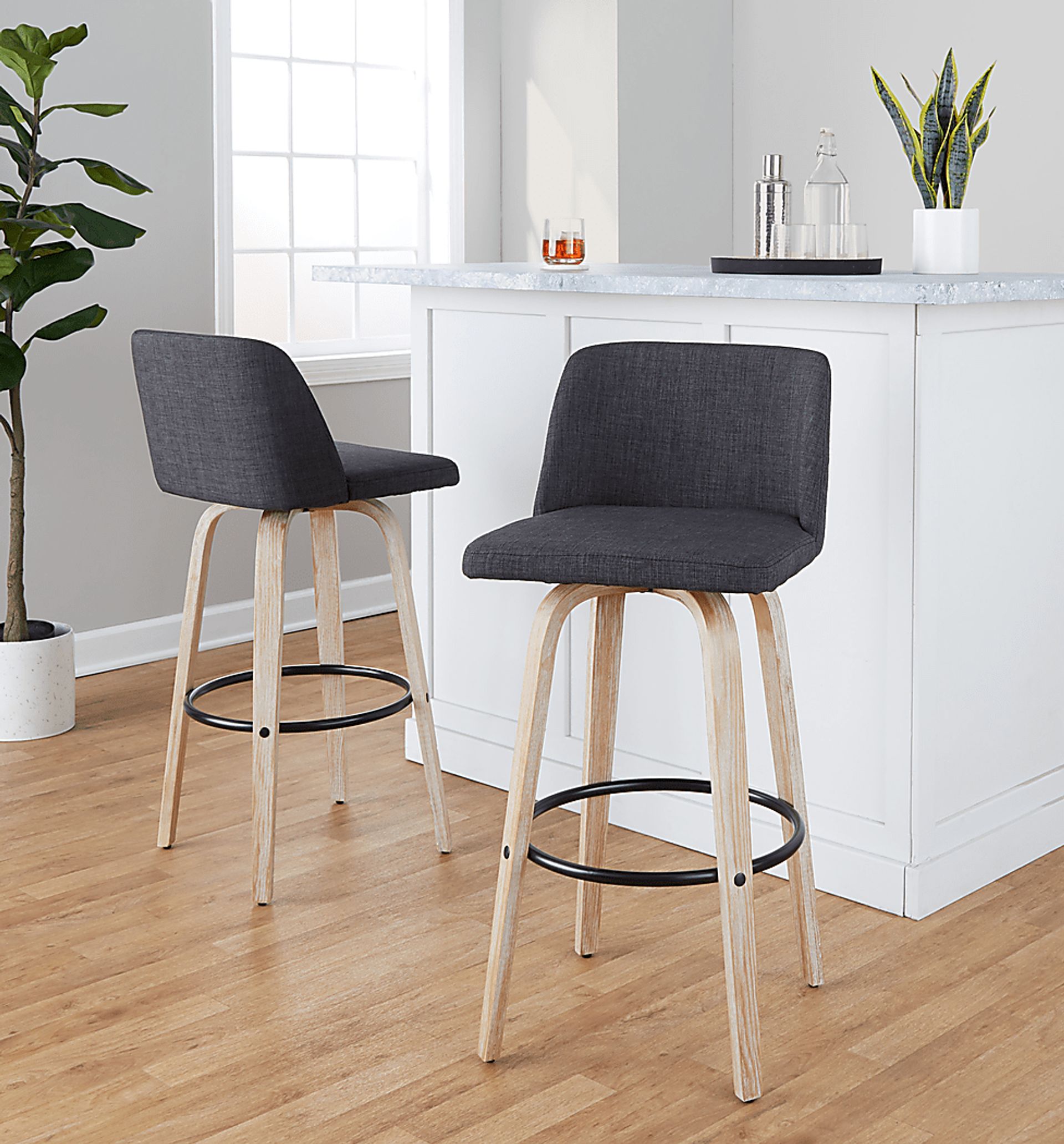 Clyo XII Black Swivel Barstool, Set of 2 - Image 9