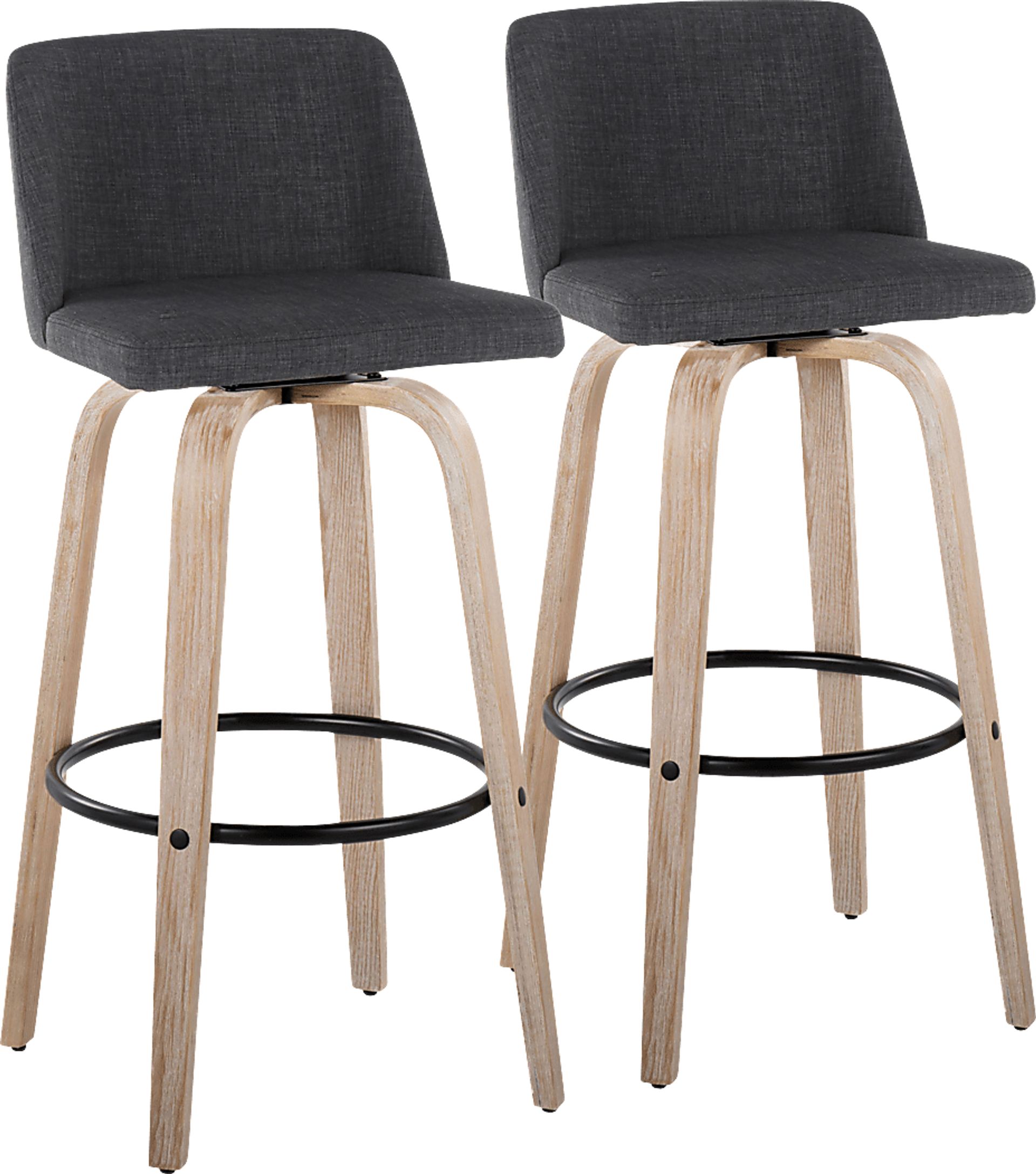 Clyo XII Black Swivel Barstool, Set of 2 - Image 1
