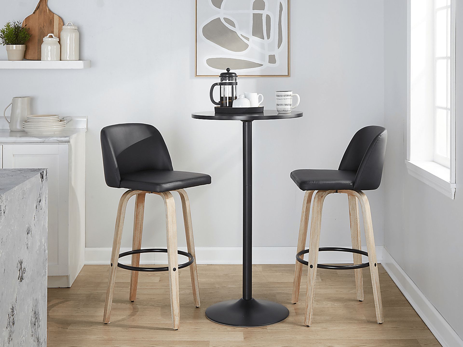Clyo XII Black Swivel Barstool, Set of 2 - Image 2