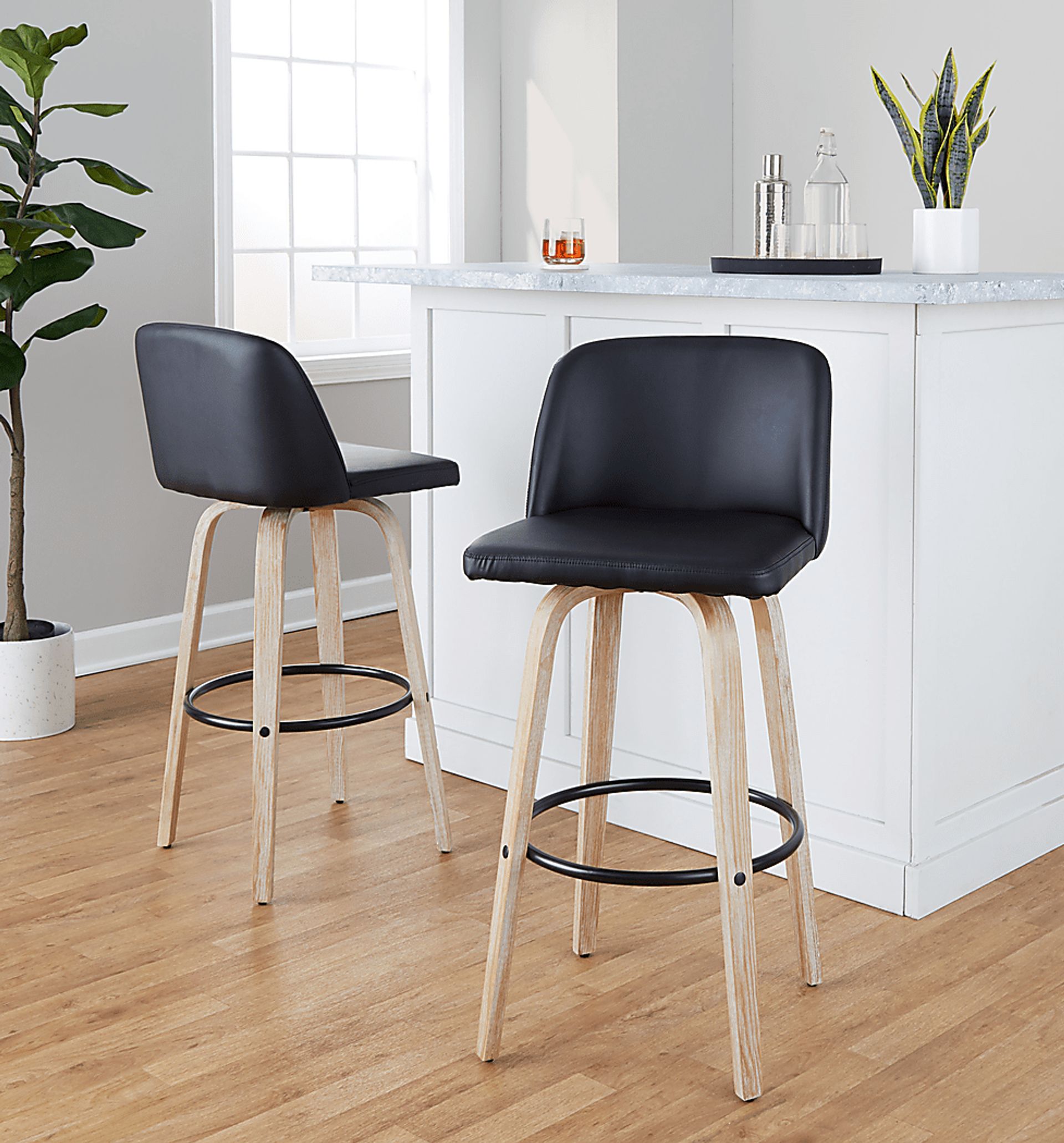 Clyo XII Black Swivel Barstool, Set of 2 - Image 9