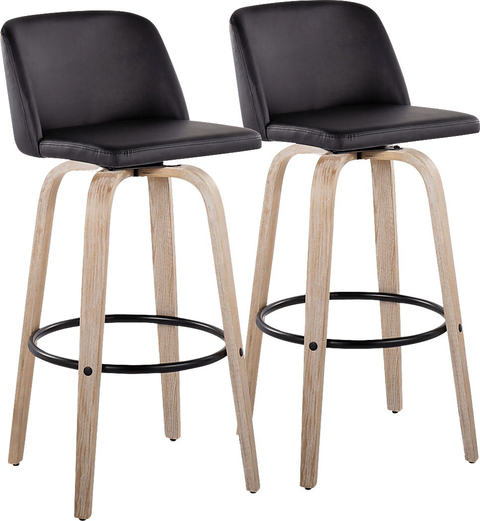 Clyo XII Black Swivel Barstool, Set of 2